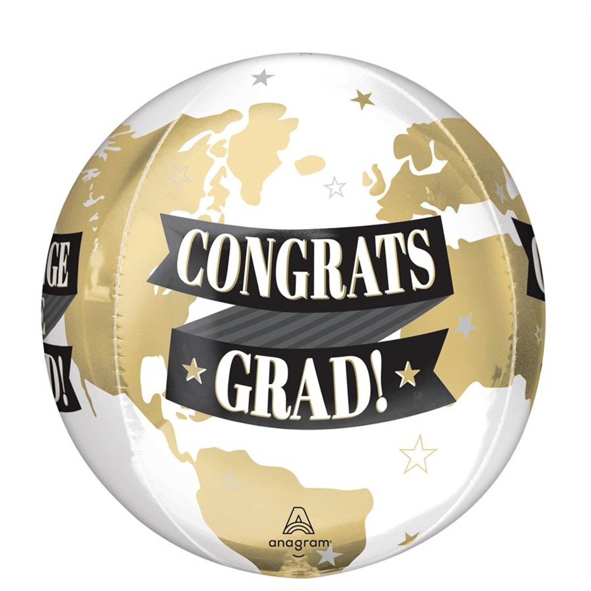 LE GROUPE BLC INTL INC Balloons White Congrats Grad! Orbz Balloon, 15 Inches, 1 Count 026635477970