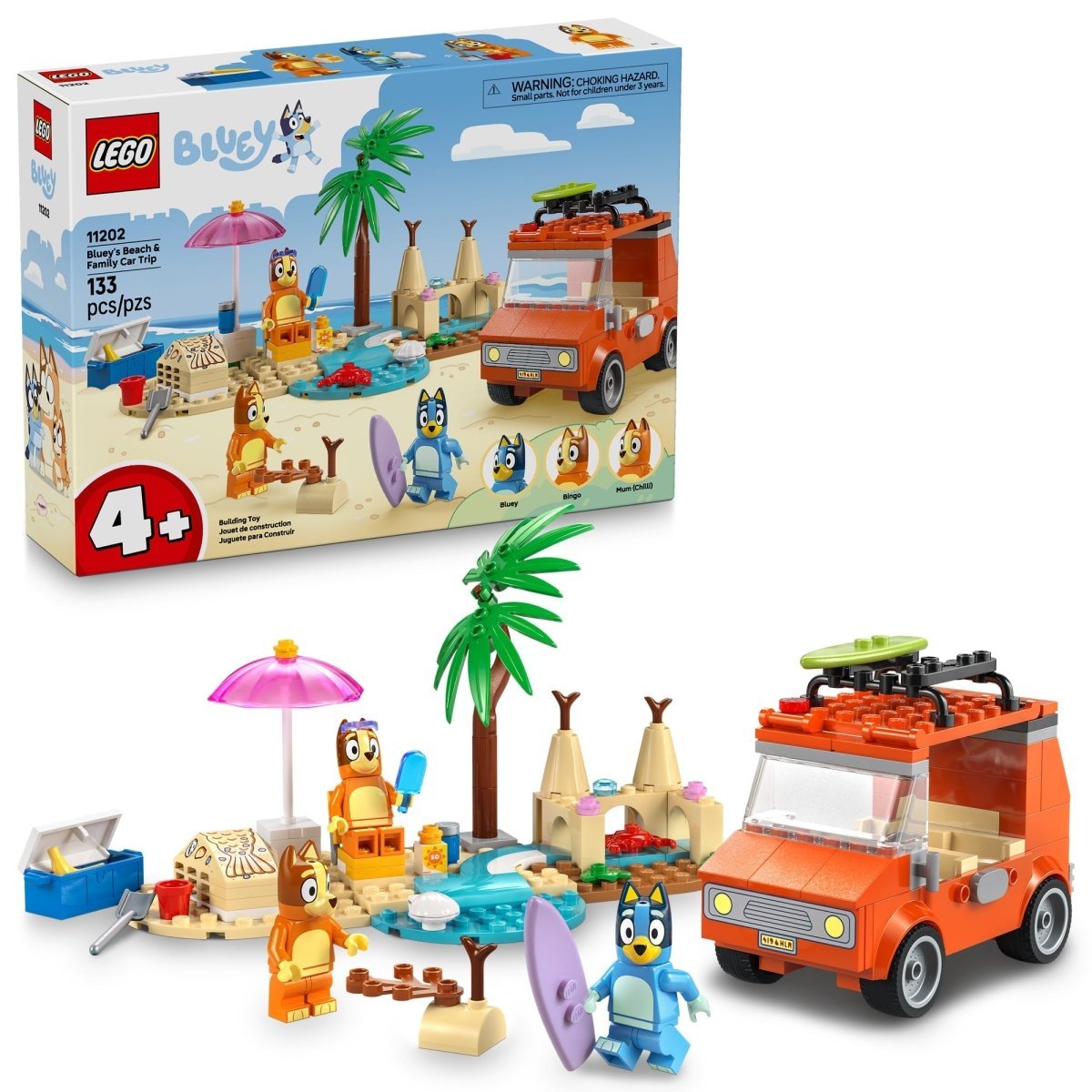 LEGO Toys & Games LEGO Duplo Bluey's Beach & Family Car Trip, 11202, Ages 4+, 133 Pieces 673419404068
