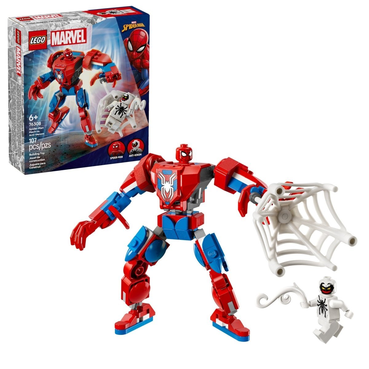 LEGO Toys & Games LEGO Marvel Spider-Man Mech vs. Anti-Venom, 76308, Ages 6+, 107 Pieces 673419406284