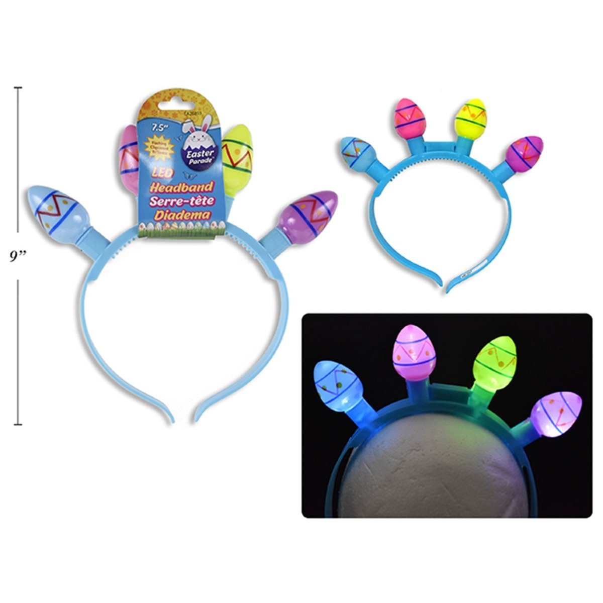 LINK PRODUCT SOLUTIONS Easter LED Flashing Easter Egg Headband for Kids, Assortment, 1 Count 676844288937