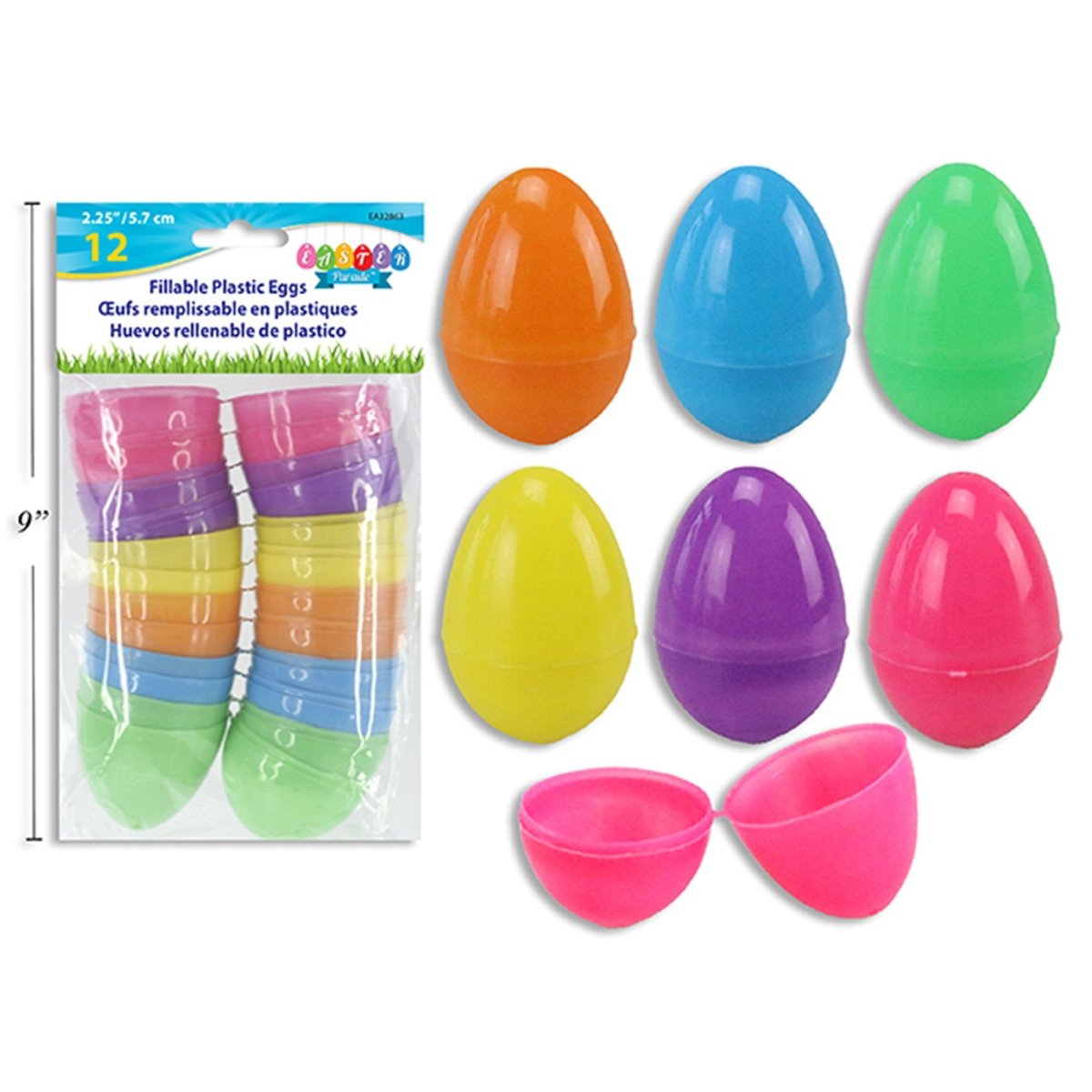 LINK PRODUCT SOLUTIONS Easter Neon Fillable Easter Eggs, 2.5 Inches, 12 Count 676844328633