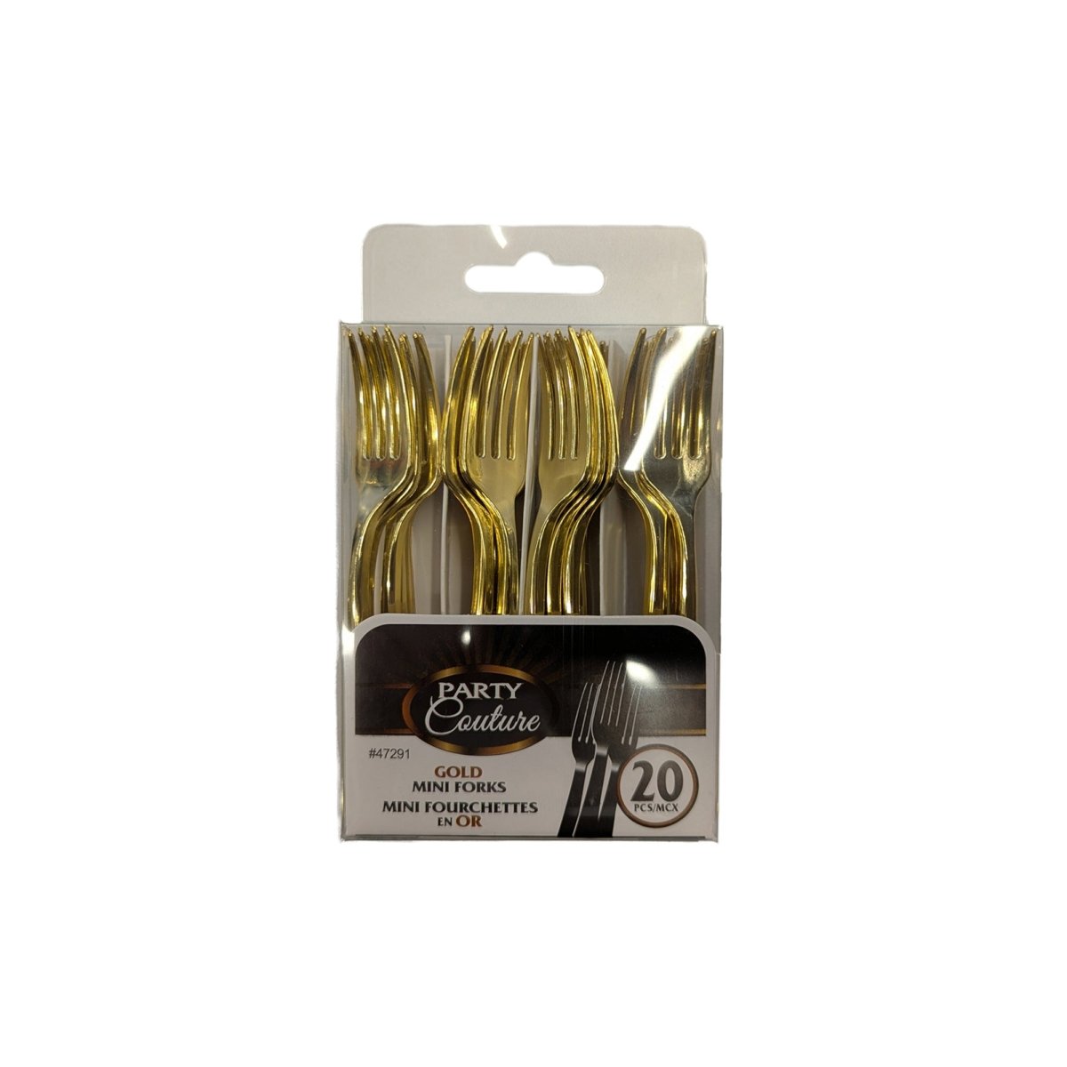 MADISON IMPORTS Disposable-Plasticware Gold Premium Quality Mini Forks, 20 Count 775310472914