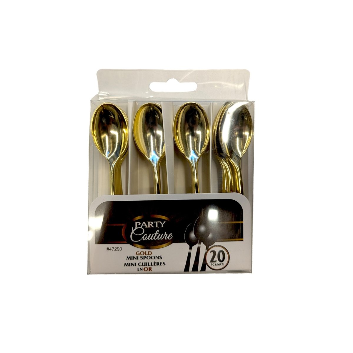 MADISON IMPORTS Disposable-Plasticware Gold Premium Quality Mini Spoons, 20 Count 775310472907