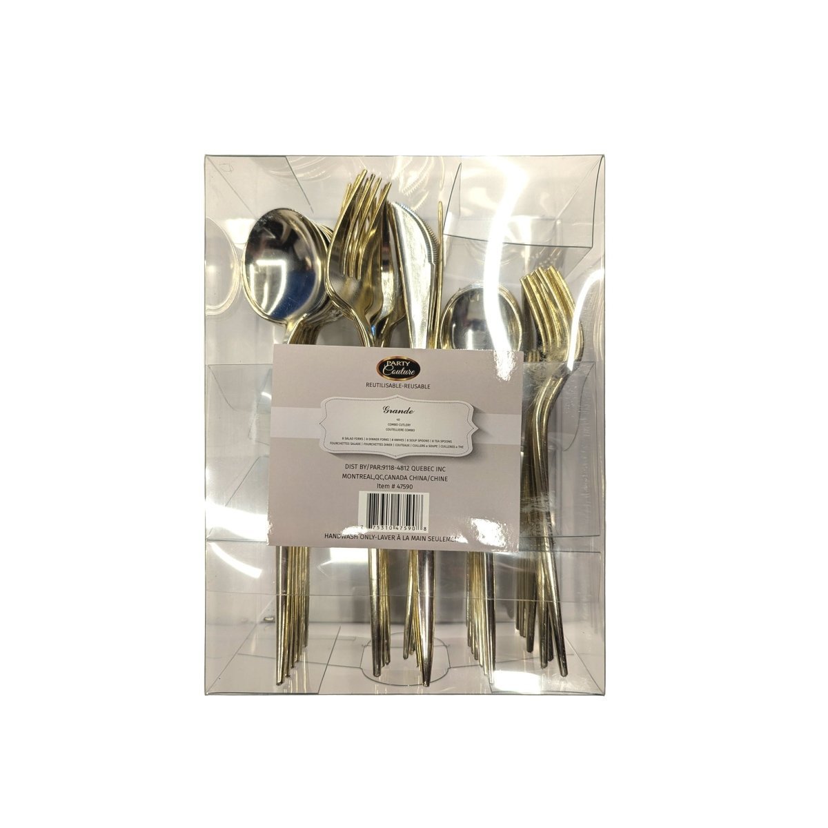 MADISON IMPORTS Disposable-Plasticware Gold Premium Quality Plastic Assorted Cutlery, 40 Count 775310475908