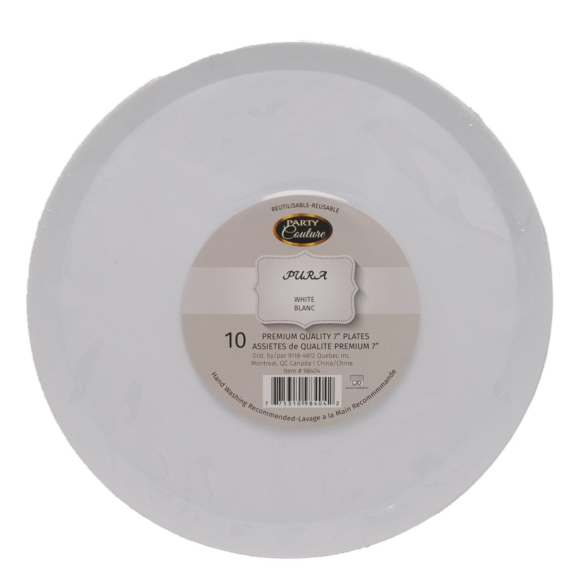 MADISON IMPORTS Disposable-Plasticware White Premium Quality Round Dessert Plastic Plates, 7 Inches, 10 Count 775310984042