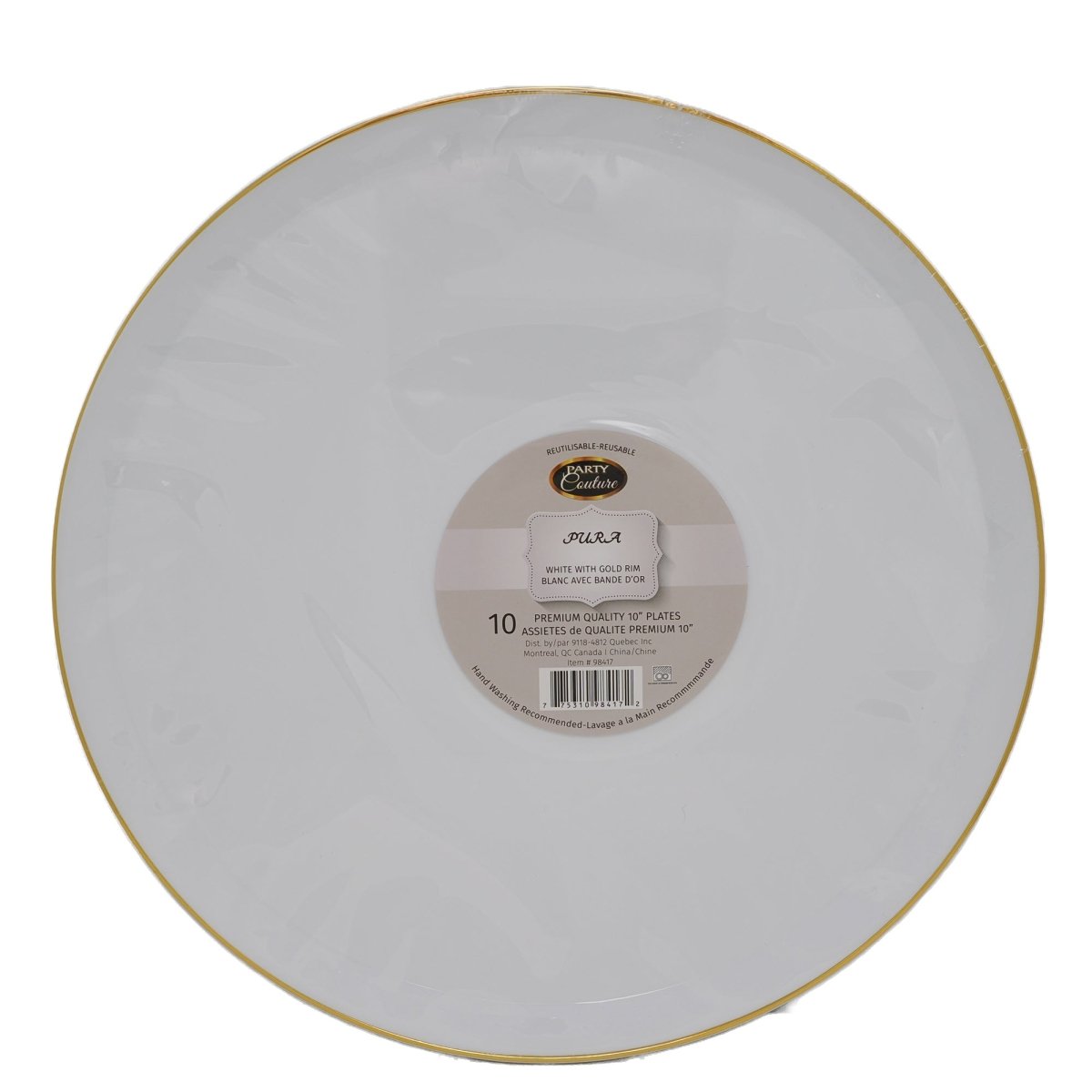 MADISON IMPORTS Disposable-Plasticware White Premium Quality Round Lunch Plastic Plates with Gold Rim, 10 Inches, 10 Count 775310984172