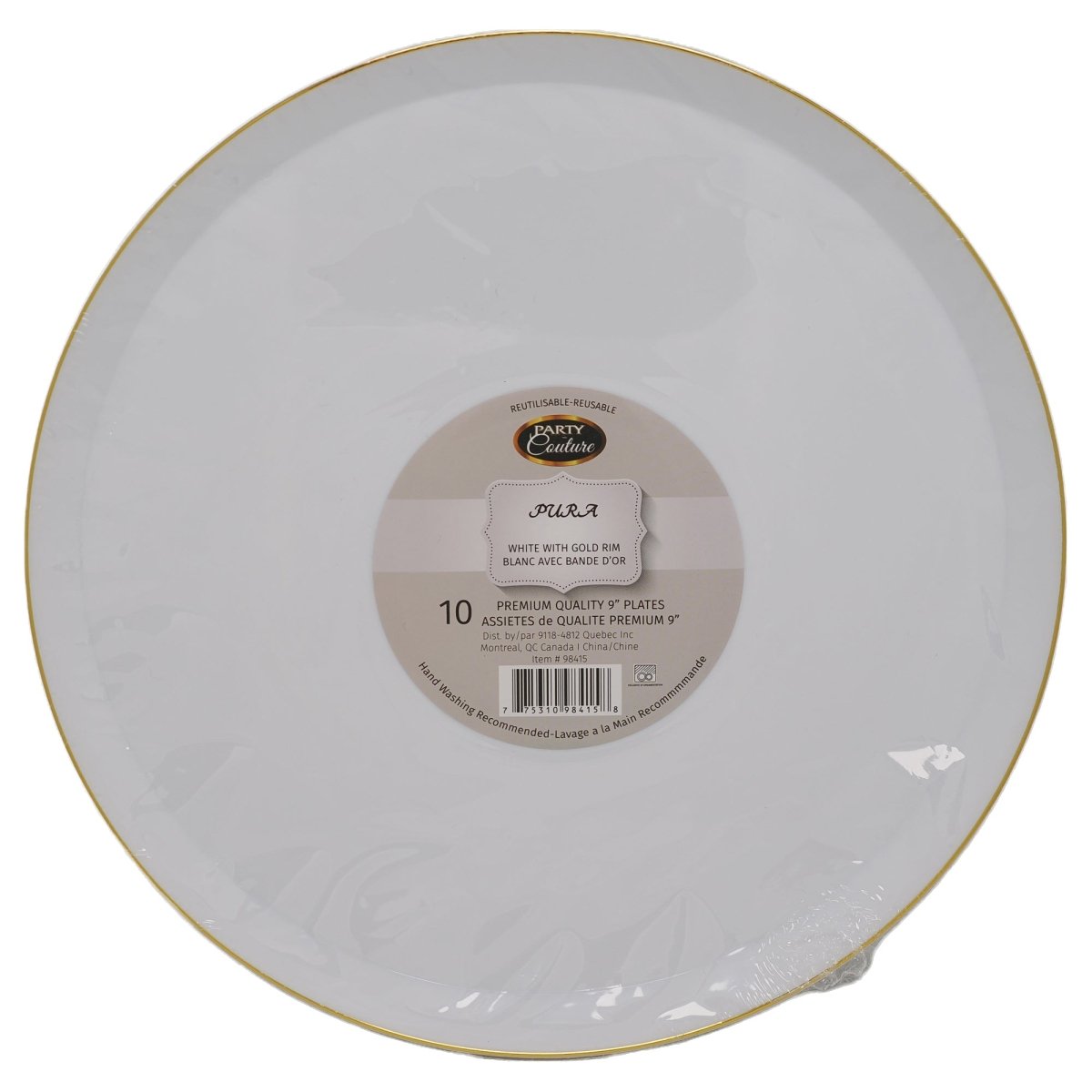 MADISON IMPORTS Disposable-Plasticware White Premium Quality Round Lunch Plastic Plates with Gold Rim, 9 Inches, 10 Count 775310984158
