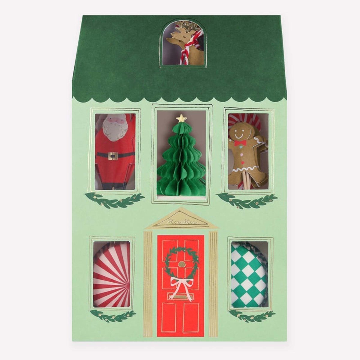 MERI MERI Christmas Jolly Christmas Cupcake Kit, 24 Count 636997282435
