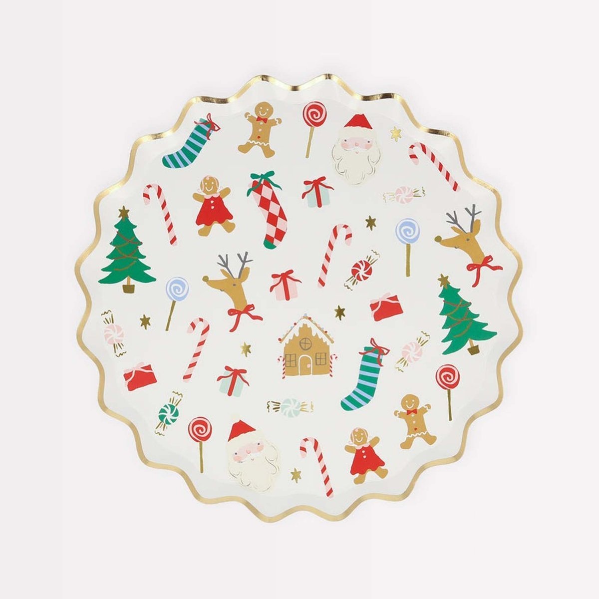 MERI MERI Christmas Jolly Christmas Small Round Dessert Paper Plates, 7 Inches, 8 Count 636997283432
