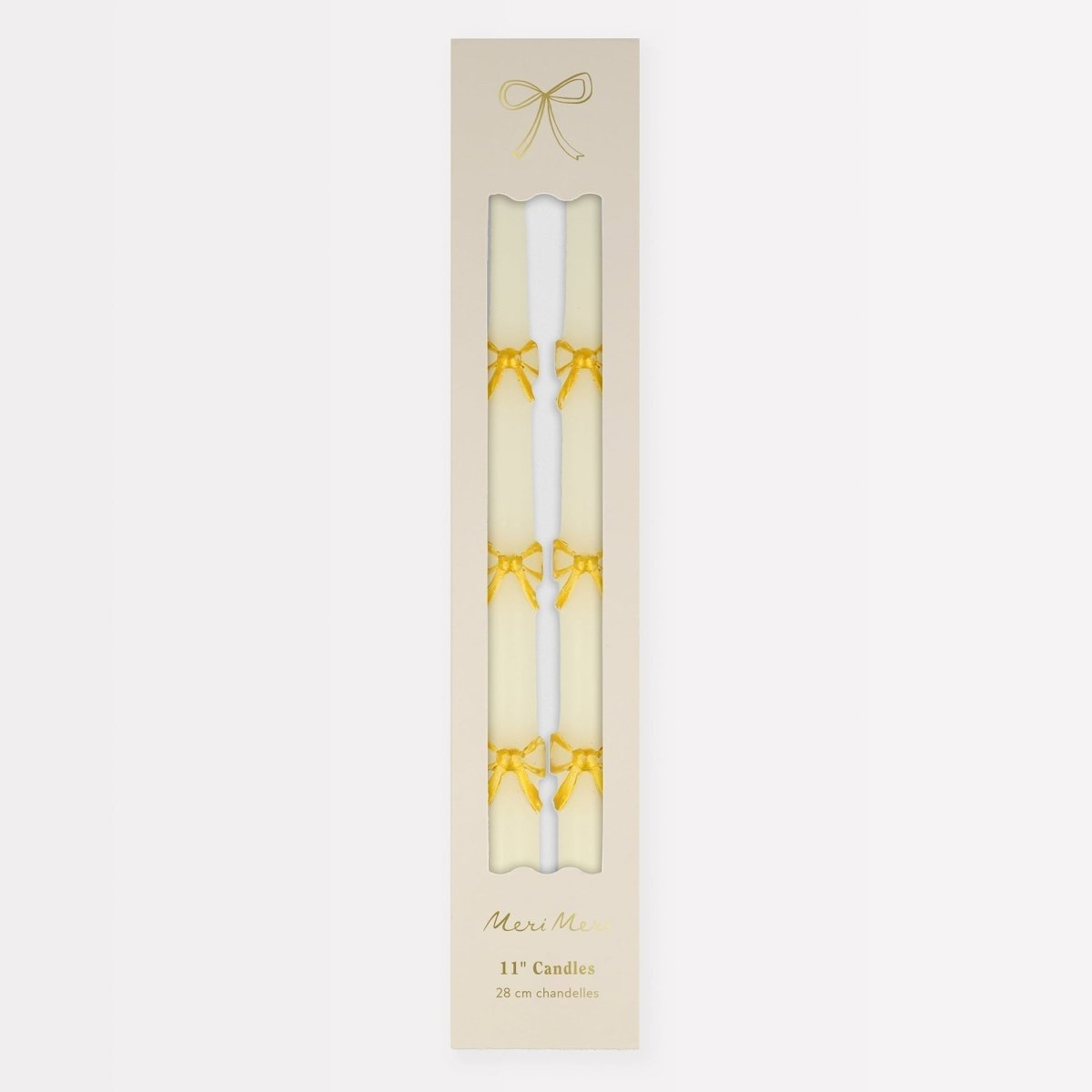 Meri Meri Everyday Entertaining Gold Bow Taper Candles, 2 Count 636997284484