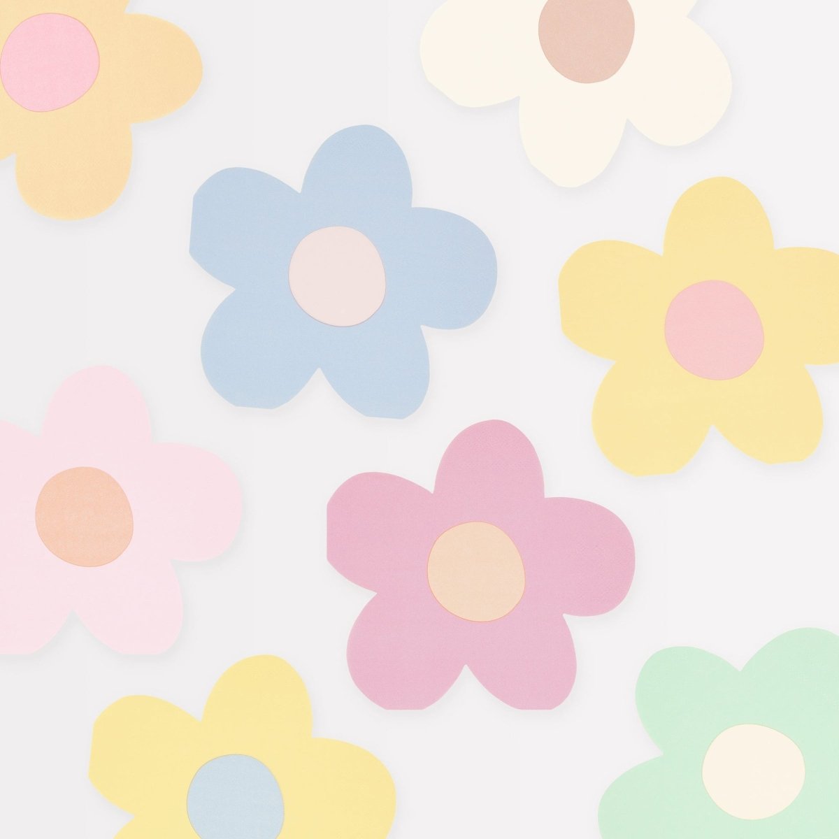 Meri Meri Everyday Entertaining Happy Flowers Large Daisy Shaped Lunch Napkins, 16 Count 636997286525
