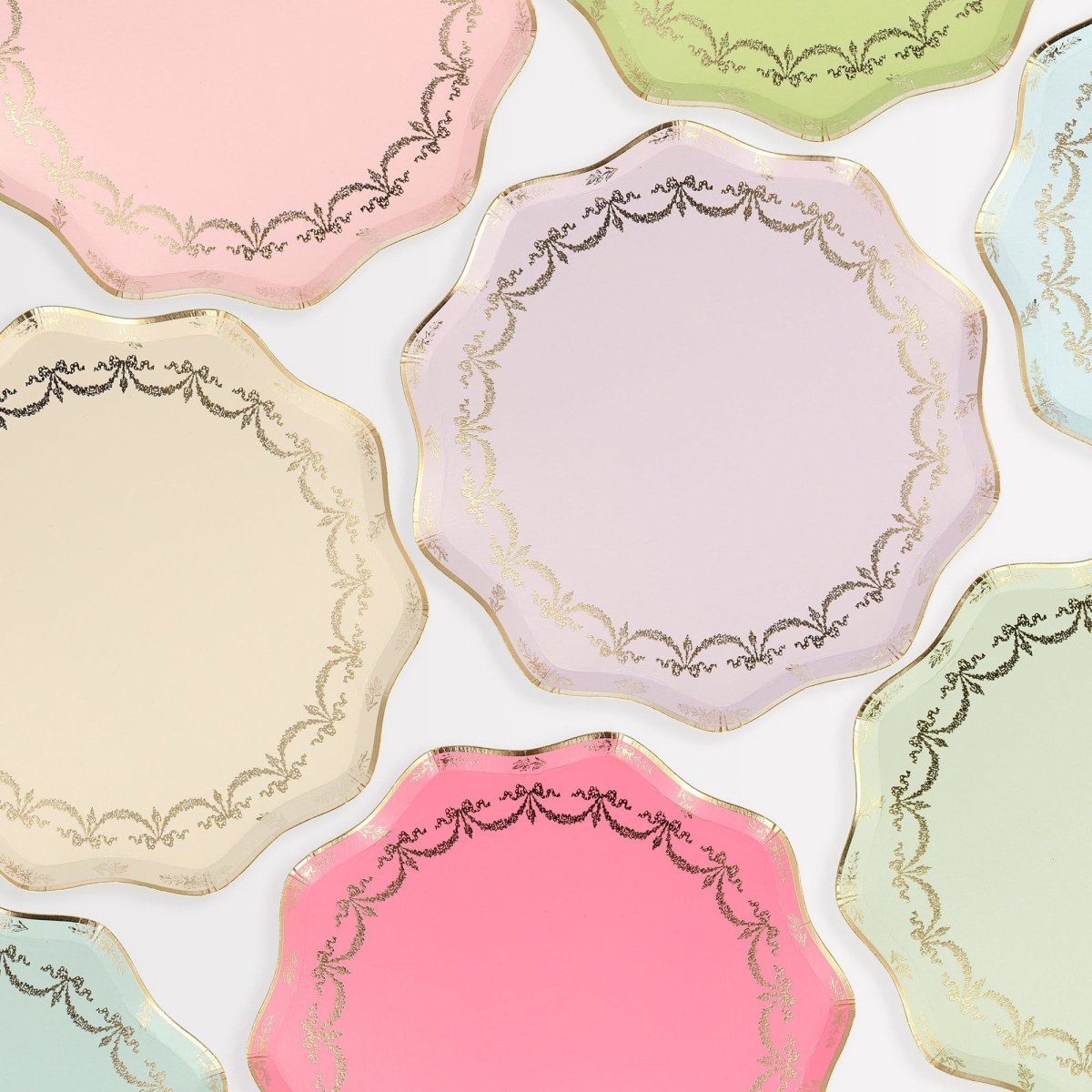 Meri Meri Everyday Entertaining Large Lunch Paper Plates, Ladurée, 10.5 Inches, 8 Count