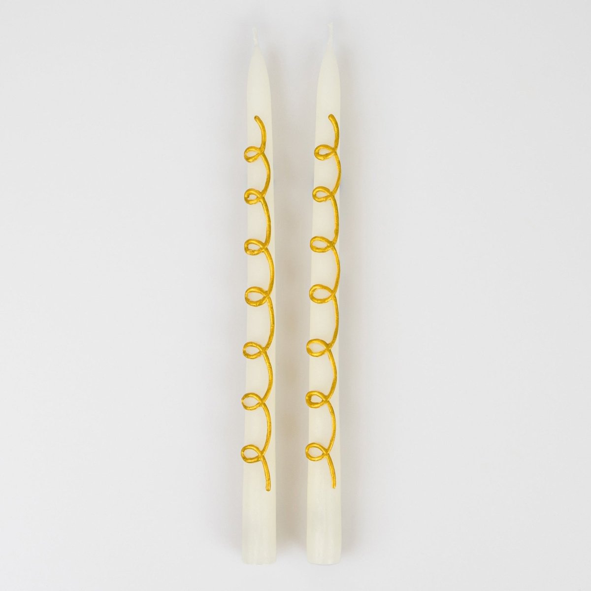 Meri Meri Everyday Entertaining Gold Swirl Taper Candles, 2 Count