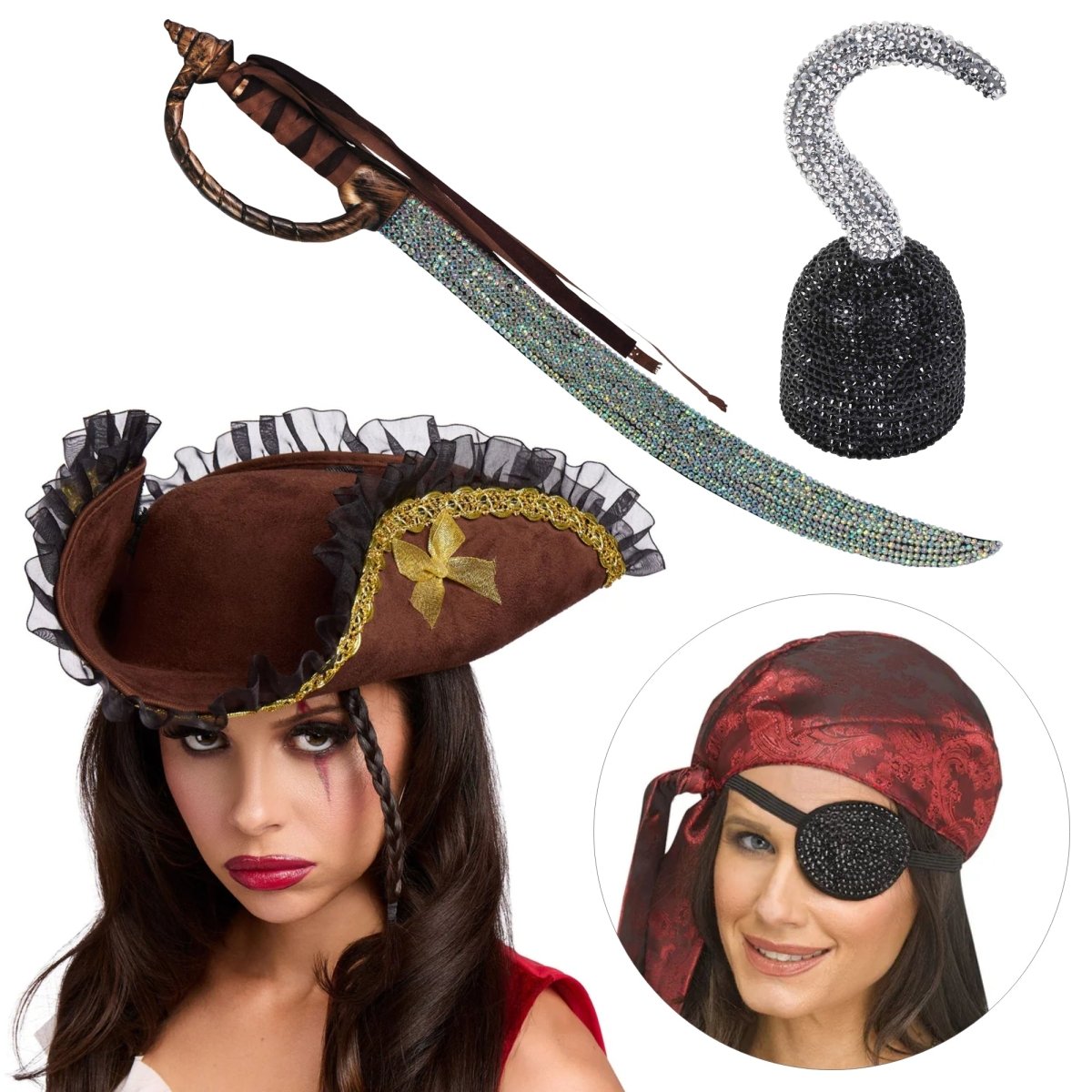 PARTY EXPERT Bling Pirate Costume Accessory Kit for Adults 761472513