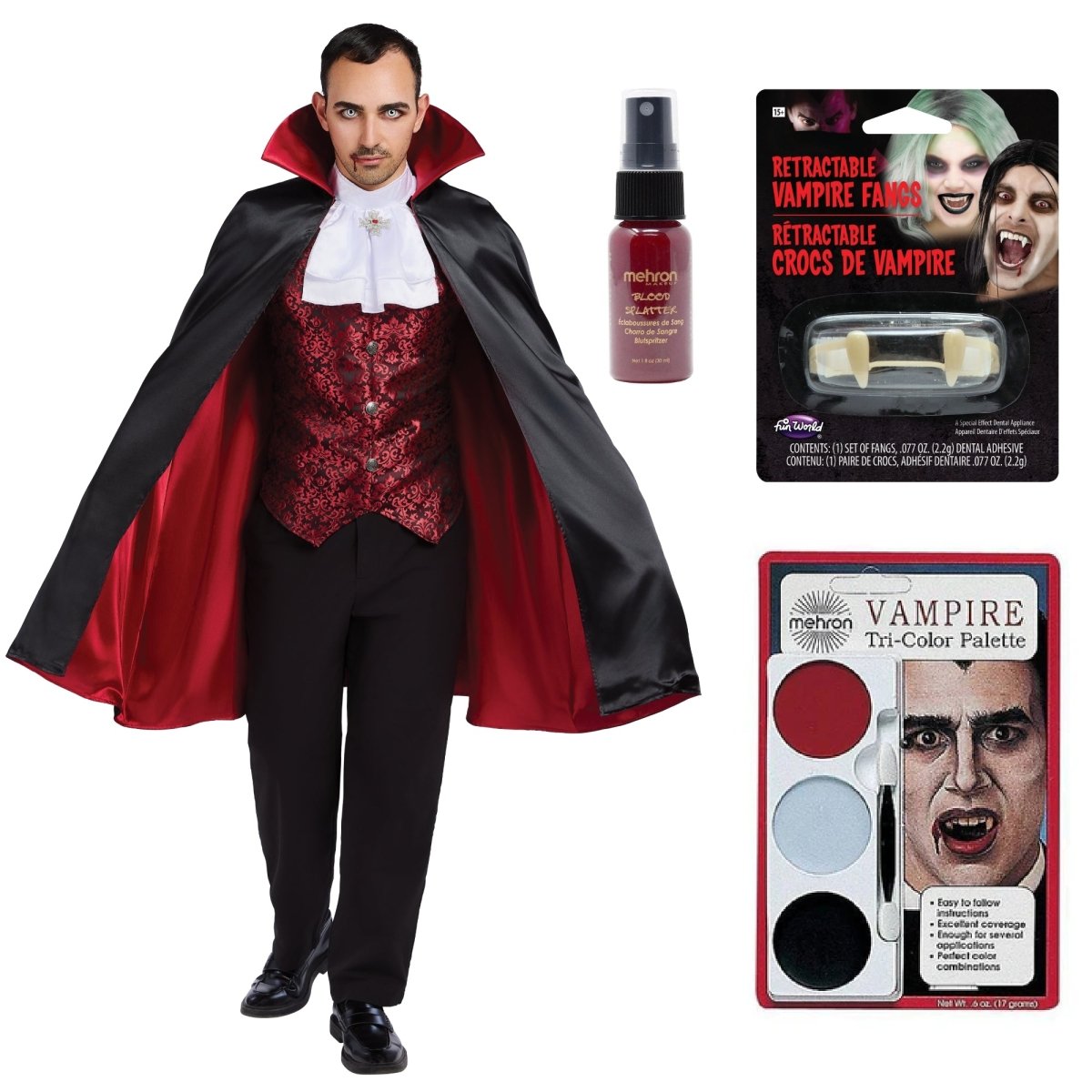 PARTY EXPERT Classic Vampire Costume Kit for Adults 761471033