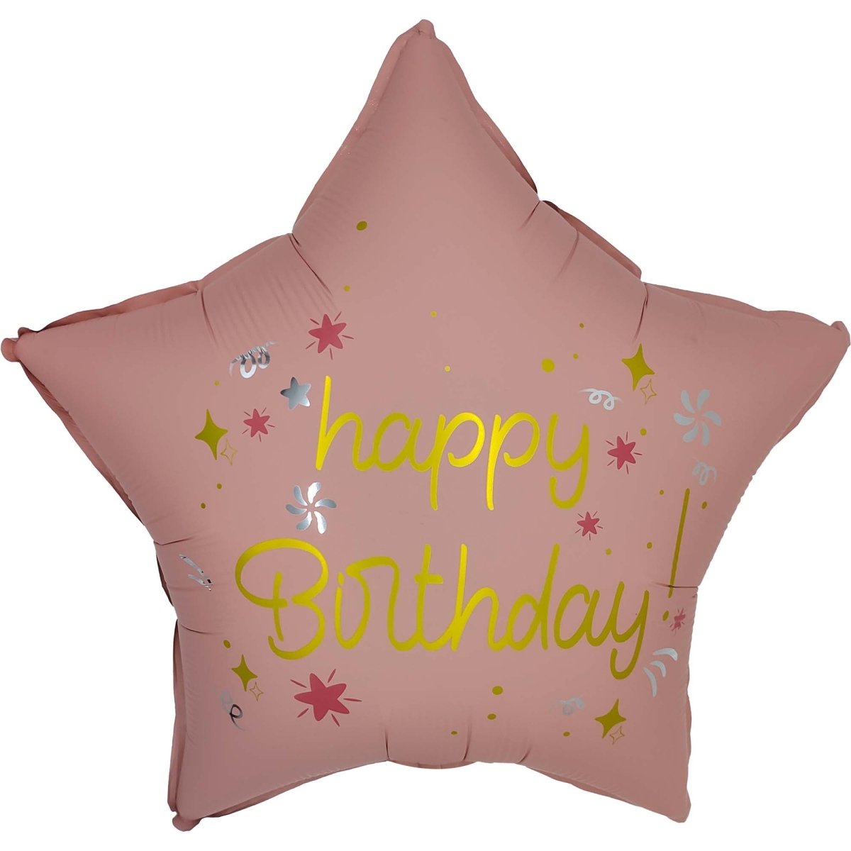 PARTYGRAM Balloons Happy Birthday Pink Star Shaped Foil Balloon, 18 Inches, 1 Count 810120717135