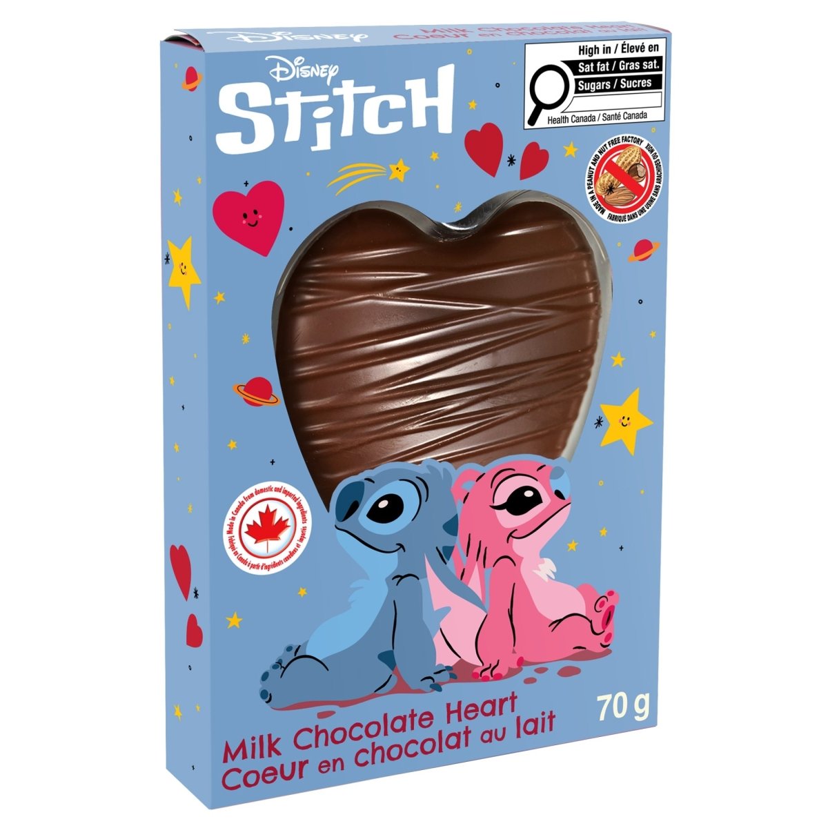 REGAL CONFECTION INC. Valentine's Day Stitch Milk Chocolate Heart, 70g, 1 Count 067535332617