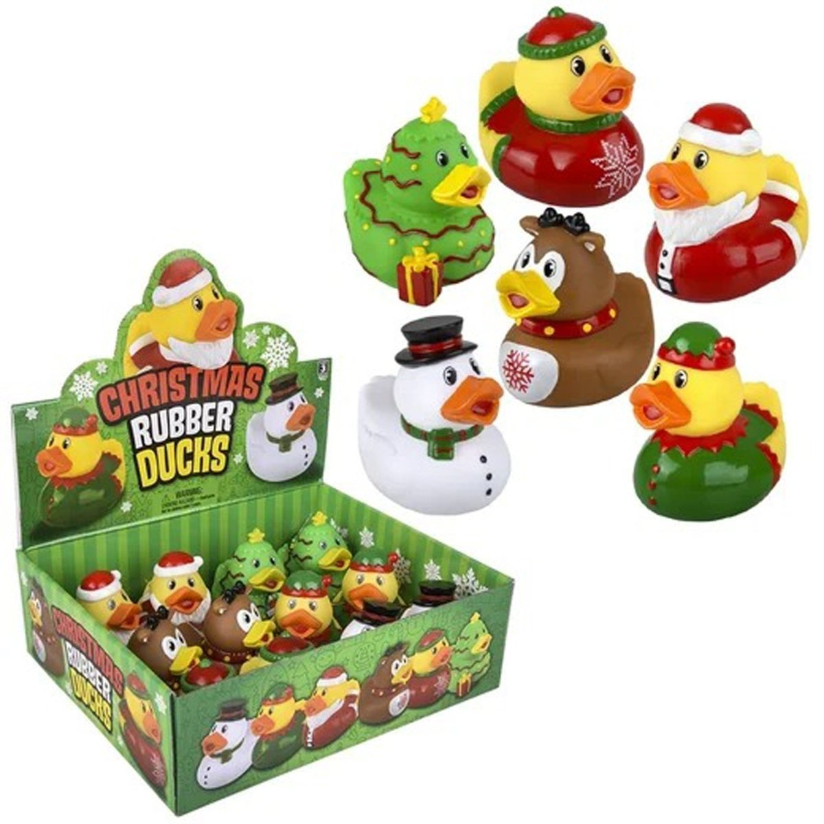 RHODE ISLAND NOVELTY Christmas Christmas Rubber Duckies, 3.5 Inches, Assortment, 1 Count 097138958228