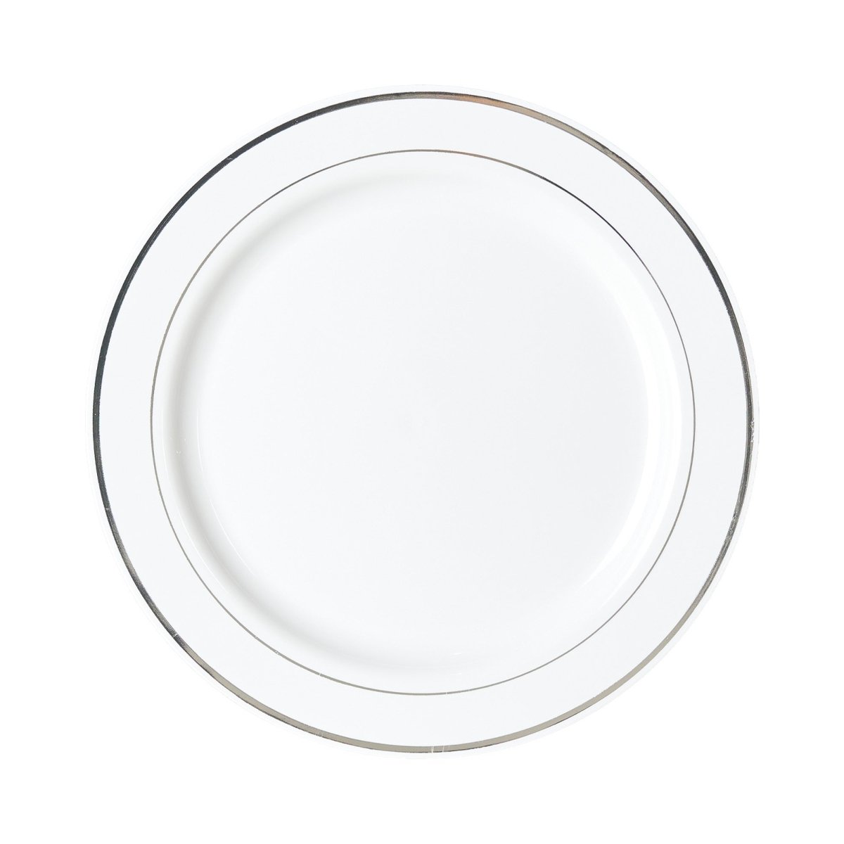 Ritch Import Disposable-Plasticware White Plates with Silver Hot Stamp, 10 Inches, 8 Count 655731156191