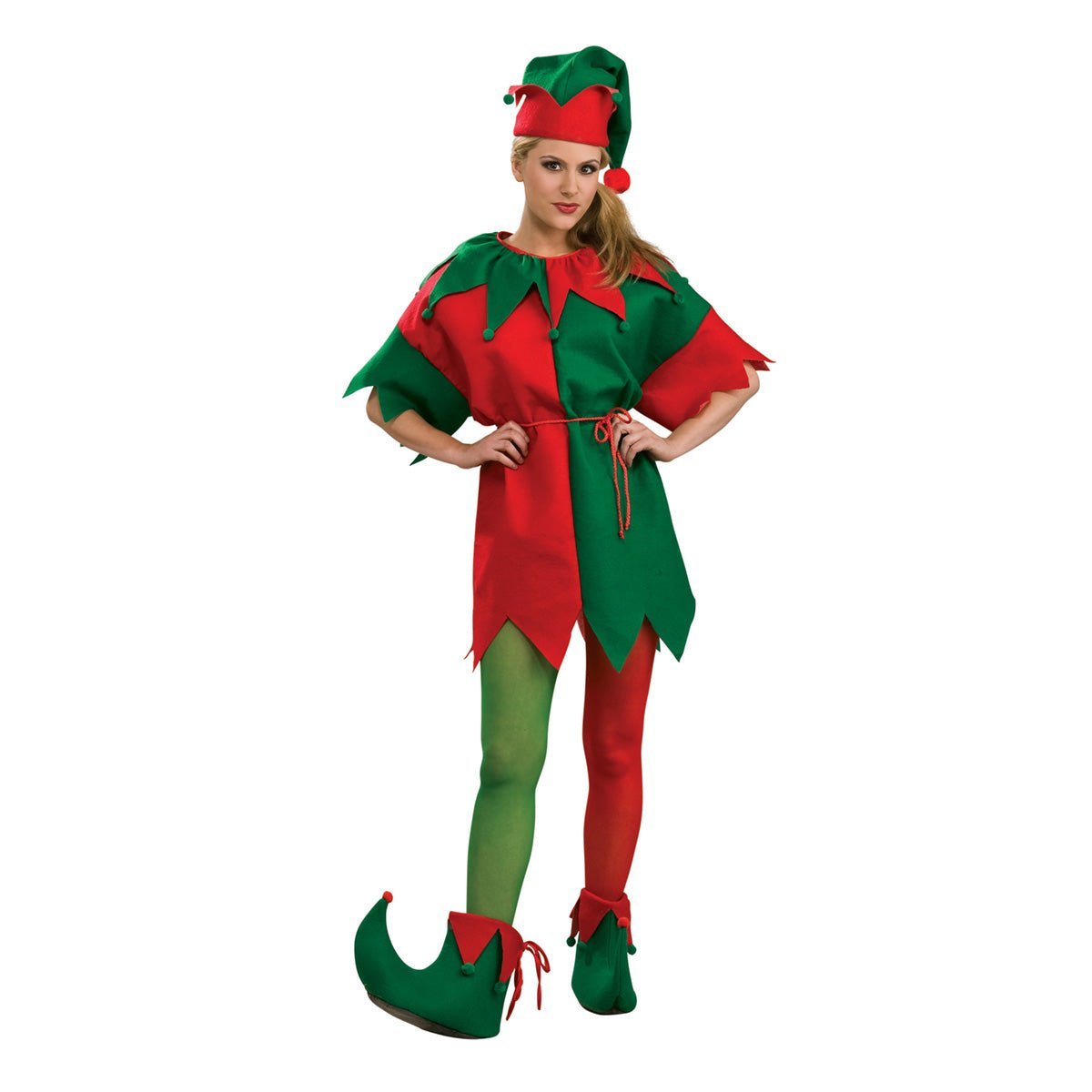RUBIES II COSTUME CO Christmas Elf Tights for Adults, Red and Green 082686084949
