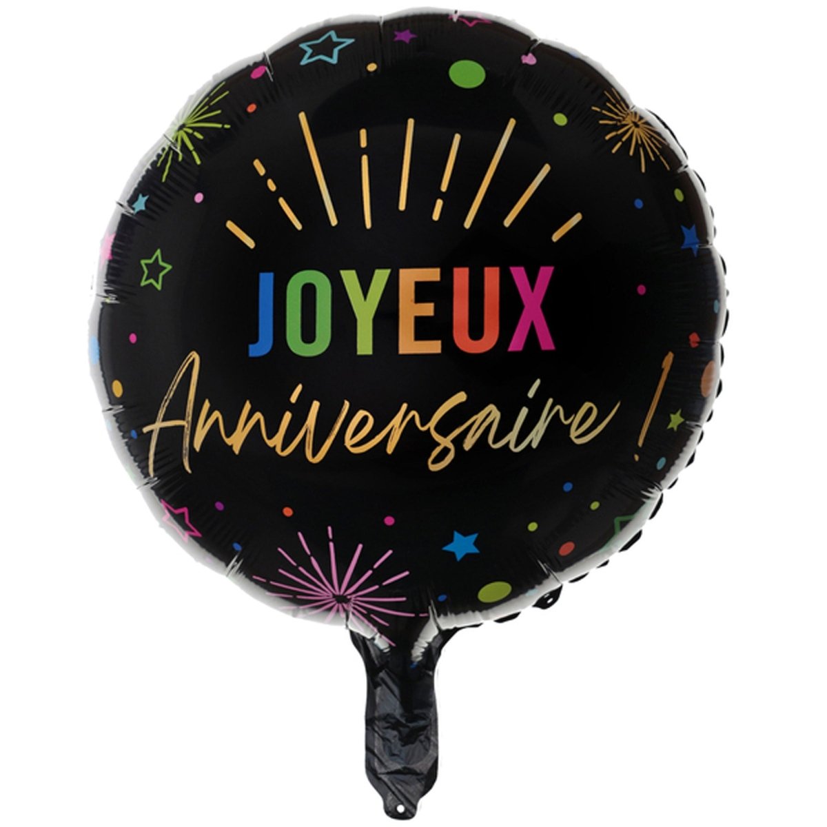 SANTEX Balloons Black "Joyeux Anniversaire" Birthday Foil Balloon, 18 Inches, 1 Count 3660380113720