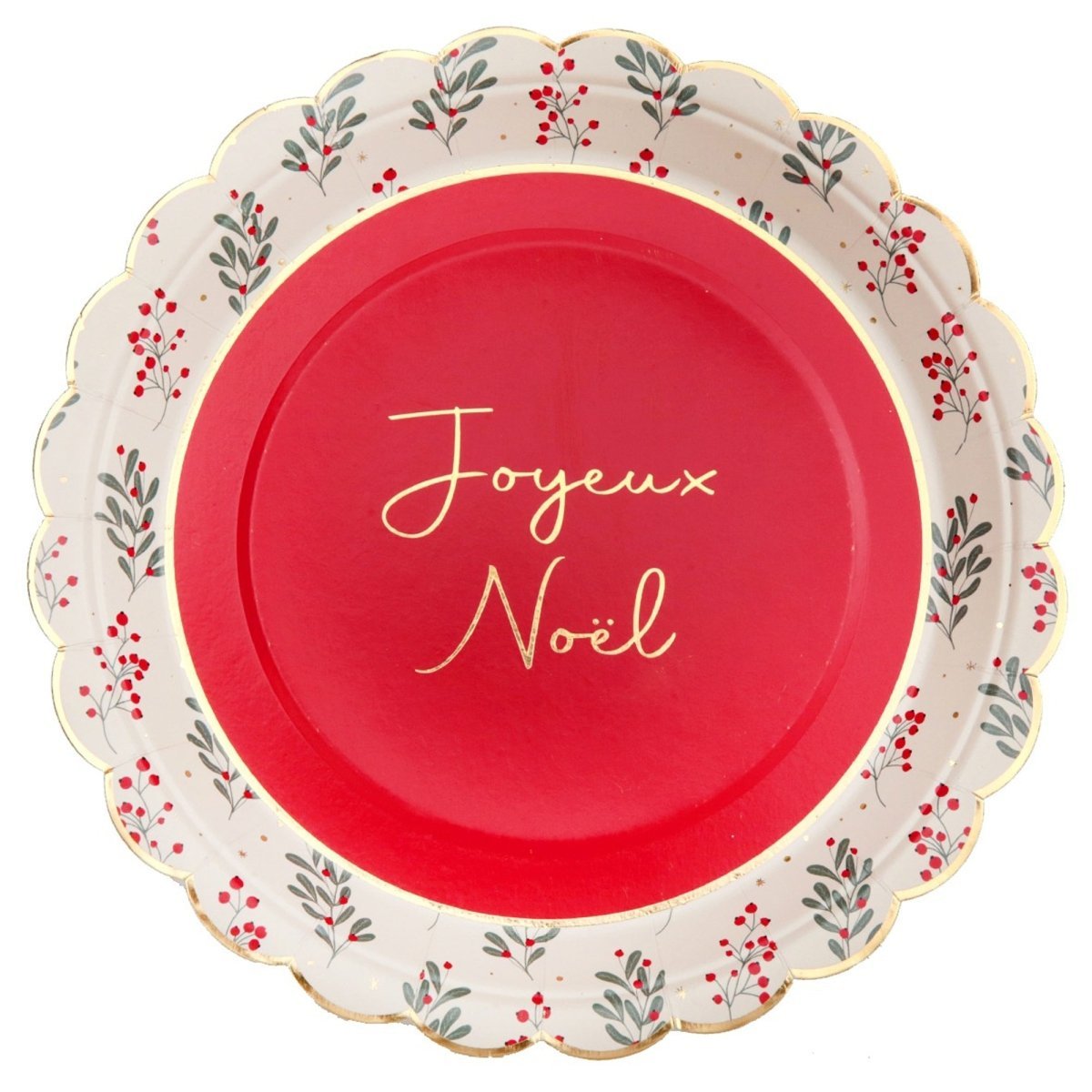 SANTEX Christmas Holly Christmas Large Lunch Paper Plates, 9 Inches, 10 Count 3660380107477