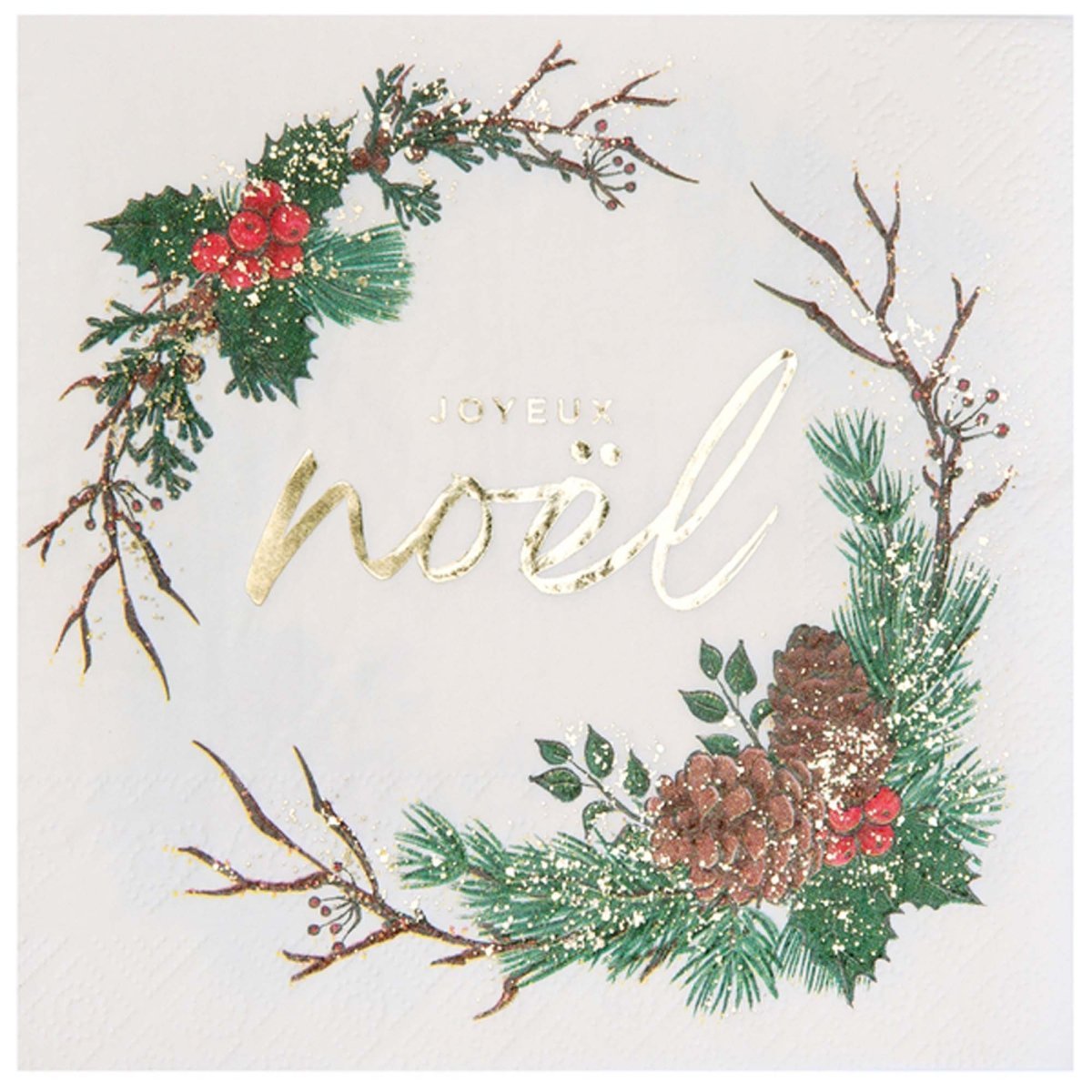SANTEX Christmas Wooden Christmas Large Lunch Napkins, White, 20 Count 3660380107316