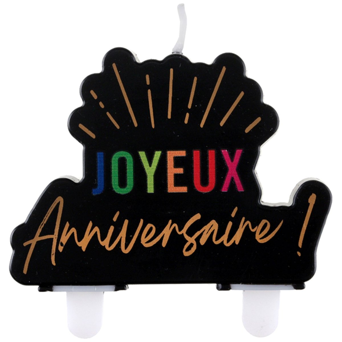 SANTEX General Birthday Black "Joyeux Anniversaire" Birthday Cake Candle, 1 Count 3660380113614