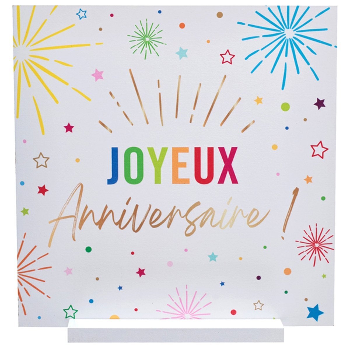SANTEX General Birthday White "Joyeux Anniversaire" Centerpiece, 1 Count 3660380113669