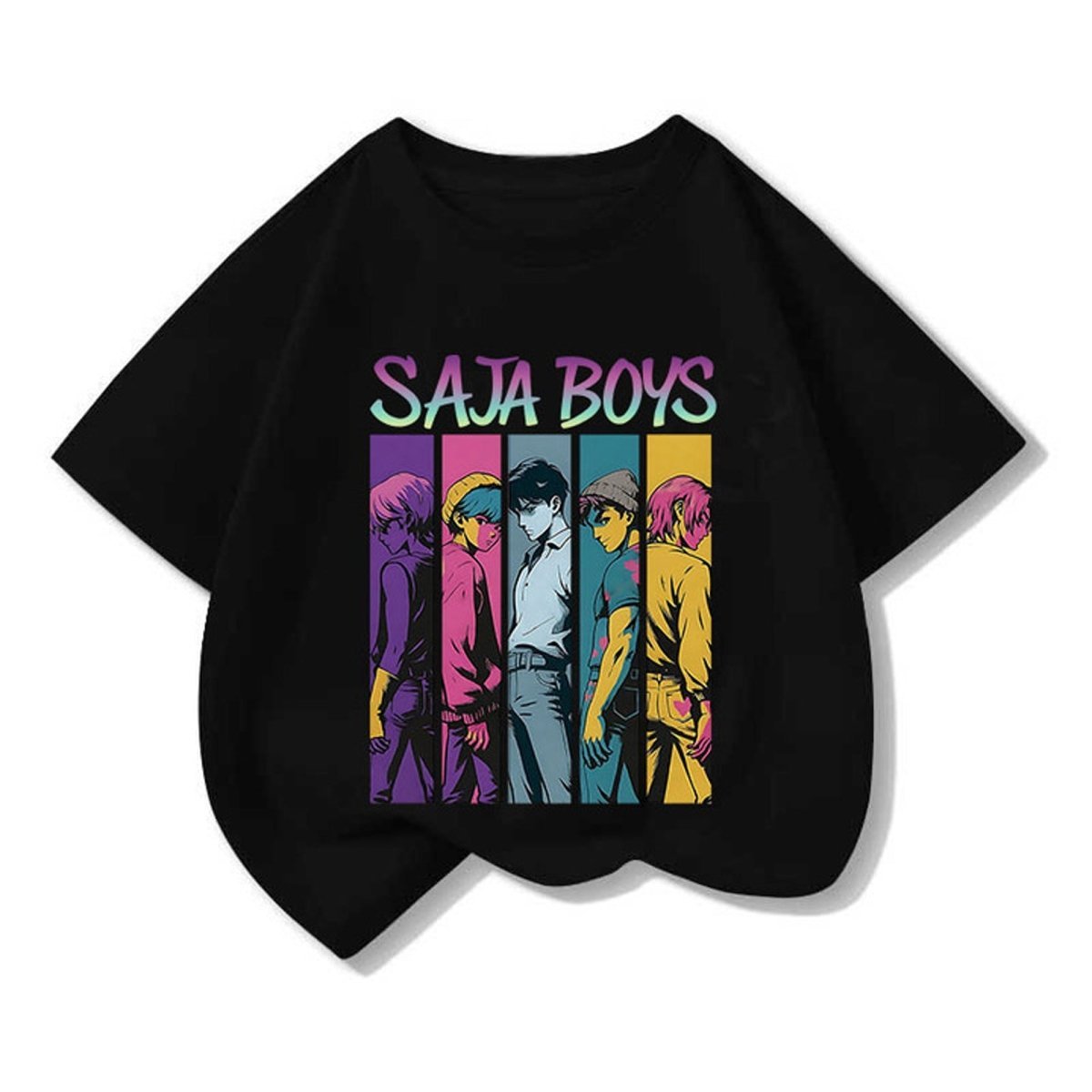 Shaoxing Keqiao Chengyou Textile Co.,Ltd Costume Accessories Kpop Anime Saja Boys T-Shirt for Kids, Demon Hunter Inspired Pop Signer