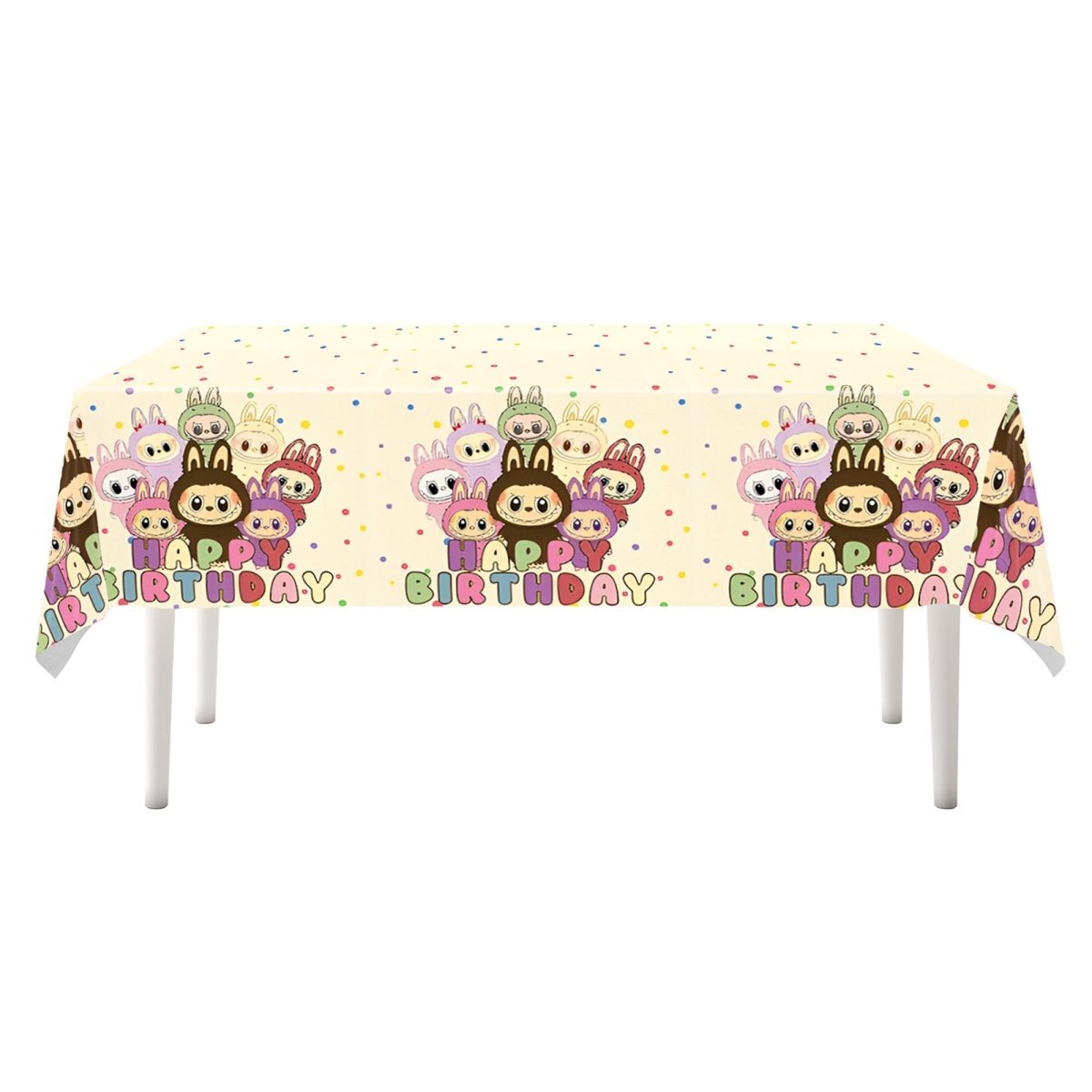 Shaoxing Keqiao Chengyou Textile Co.,Ltd Kids Birthday Lafufu Rectangular Plastic Table Cover, 43 x 71 Inches, 1 Count 840482507174