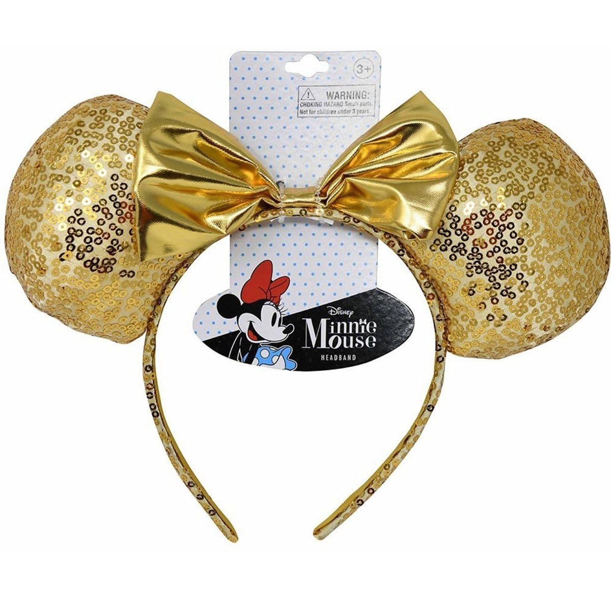U.P.D. INC Impulse Buying Minnie Mouse Gold Sequin Ear Headband with Bow, 1 Count 678634506368
