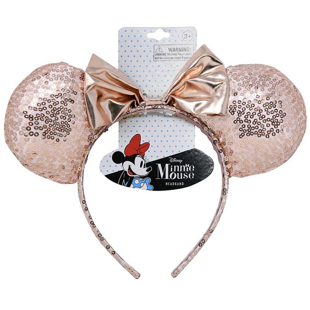 U.P.D. INC Impulse Buying Minnie Mouse Rose Gold Ear Headband with Bow, 1 Count 678634506351