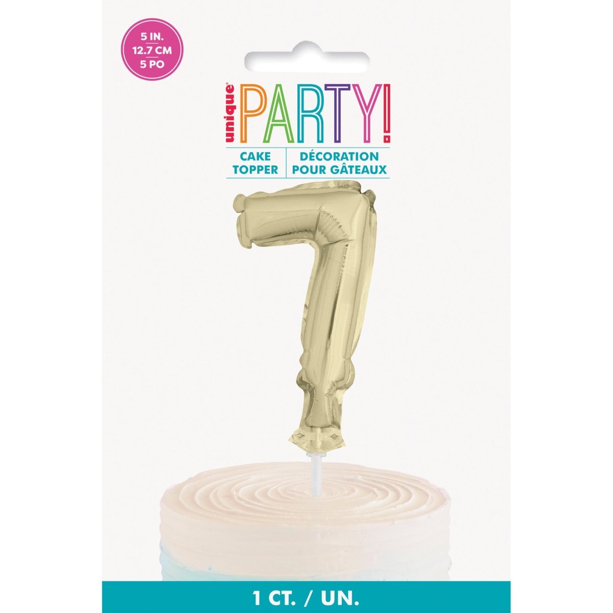UNIQUE PARTY FAVORS Cake Supplies Golden Number 7 Foil Balloon Cake Topper, 1 Count 011179572670