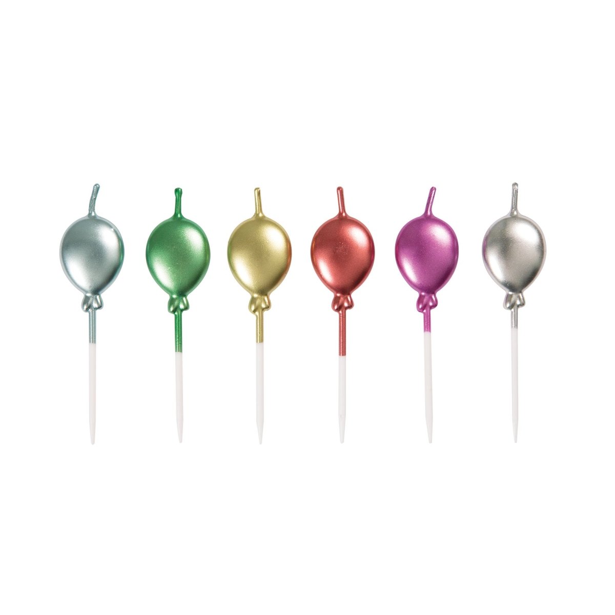 UNIQUE PARTY FAVORS Cake Supplies Metallic Balloon Shaped Pick Candles, 6 Count 011179199914