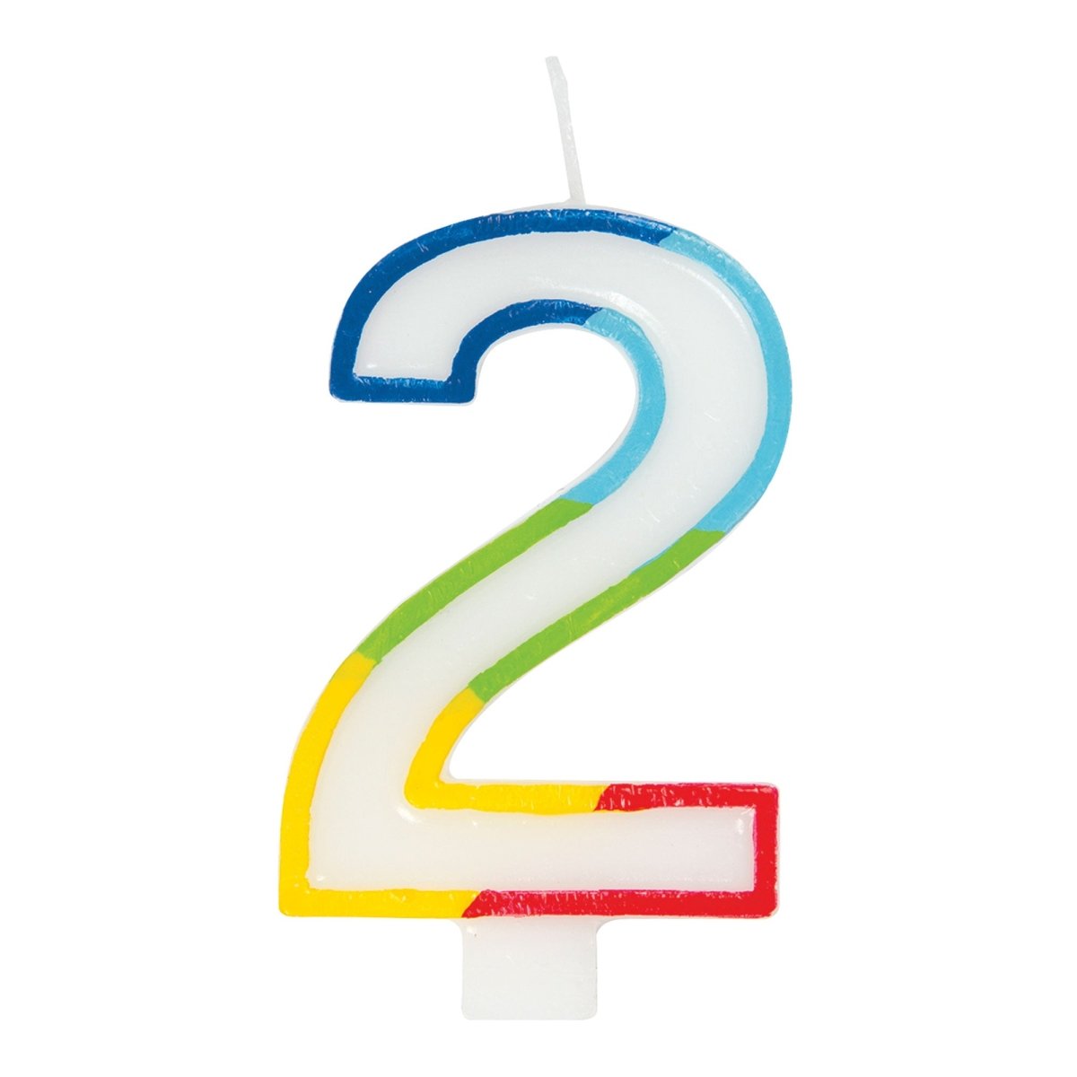 UNIQUE PARTY FAVORS Cake Supplies Rainbow Border Number 2 Birthday Candle, 1 Count 011179199426