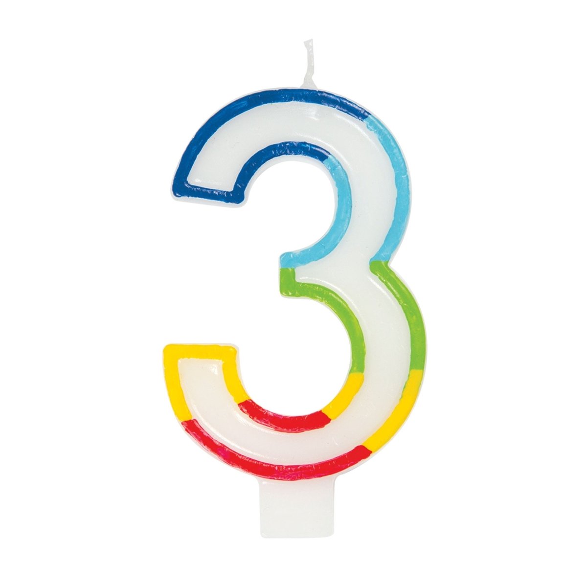 UNIQUE PARTY FAVORS Cake Supplies Rainbow Border Number 3 Birthday Candle, 1 Count 011179199433