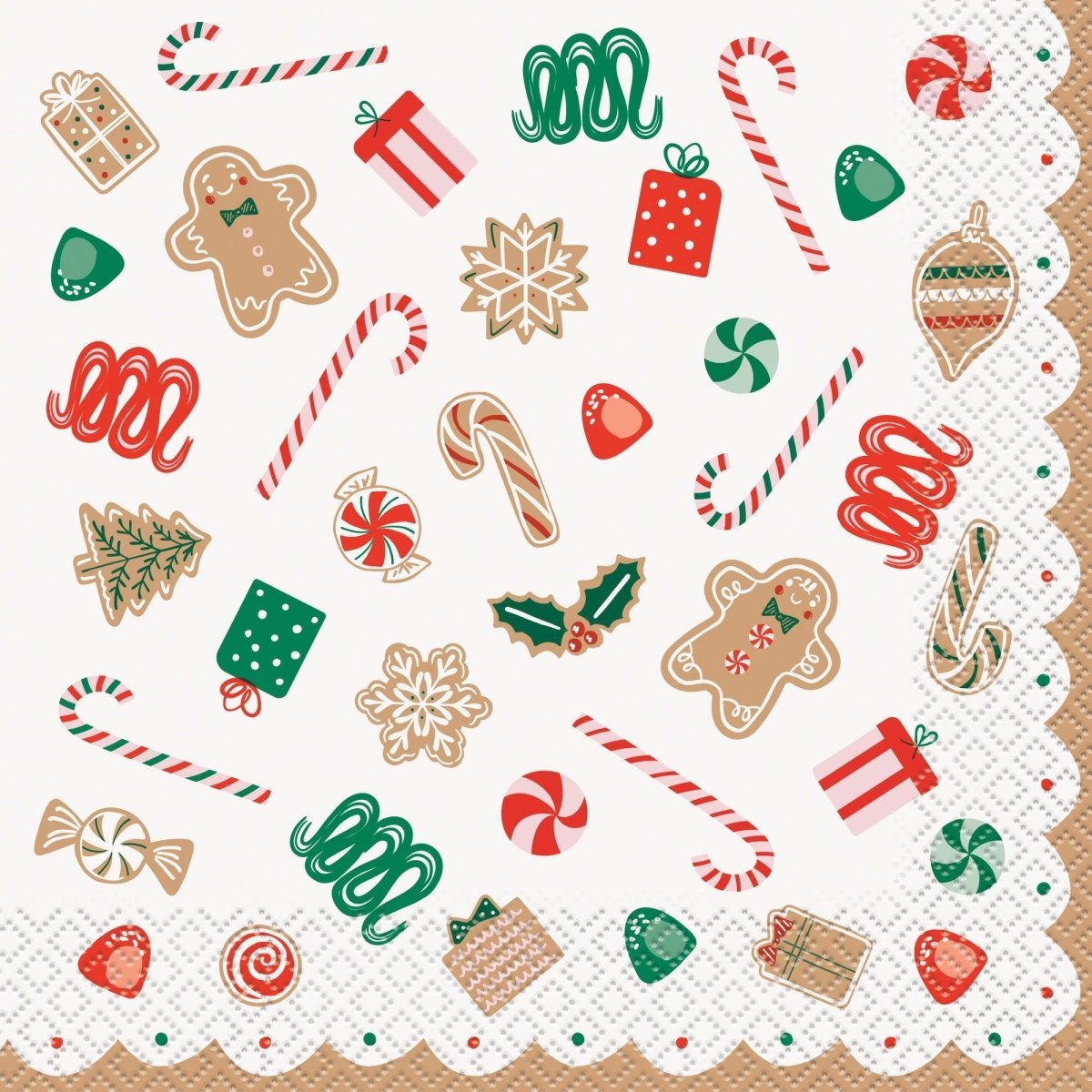 UNIQUE PARTY FAVORS Christmas Gingerbread Xmas Large Lunch Napkins, 16 Count 011179323142
