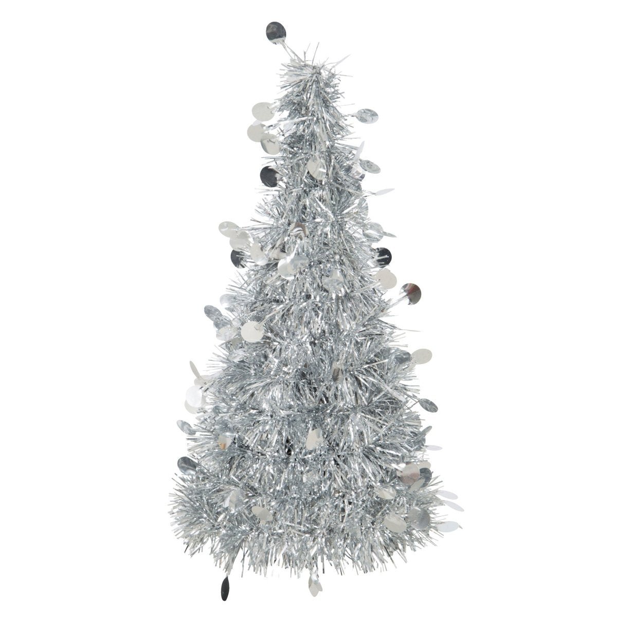 UNIQUE PARTY FAVORS Christmas Silver Tinsel Tree Centerpiece, 10 Inches, 1 Count 011179635184