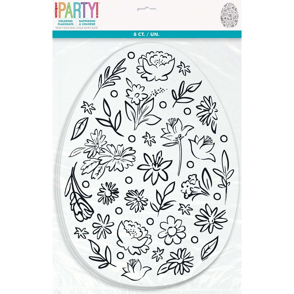 UNIQUE PARTY FAVORS Easter Dainty Easter Coloring Placemats, 8 Count