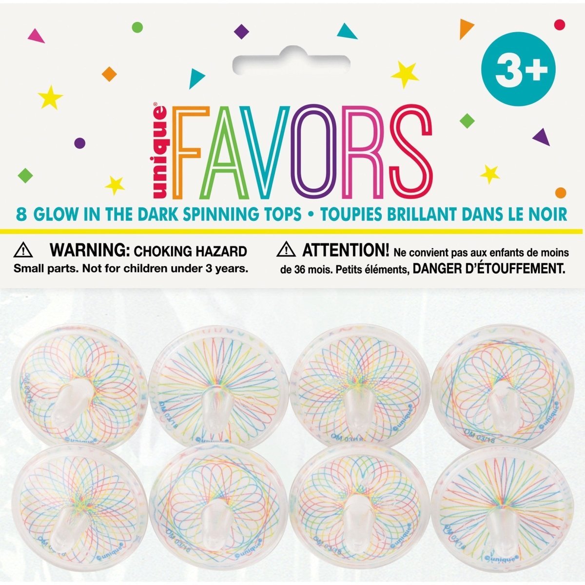 UNIQUE PARTY FAVORS Kids Birthday Glow in the Dark Spinning Tops, 8 Count 011179847280