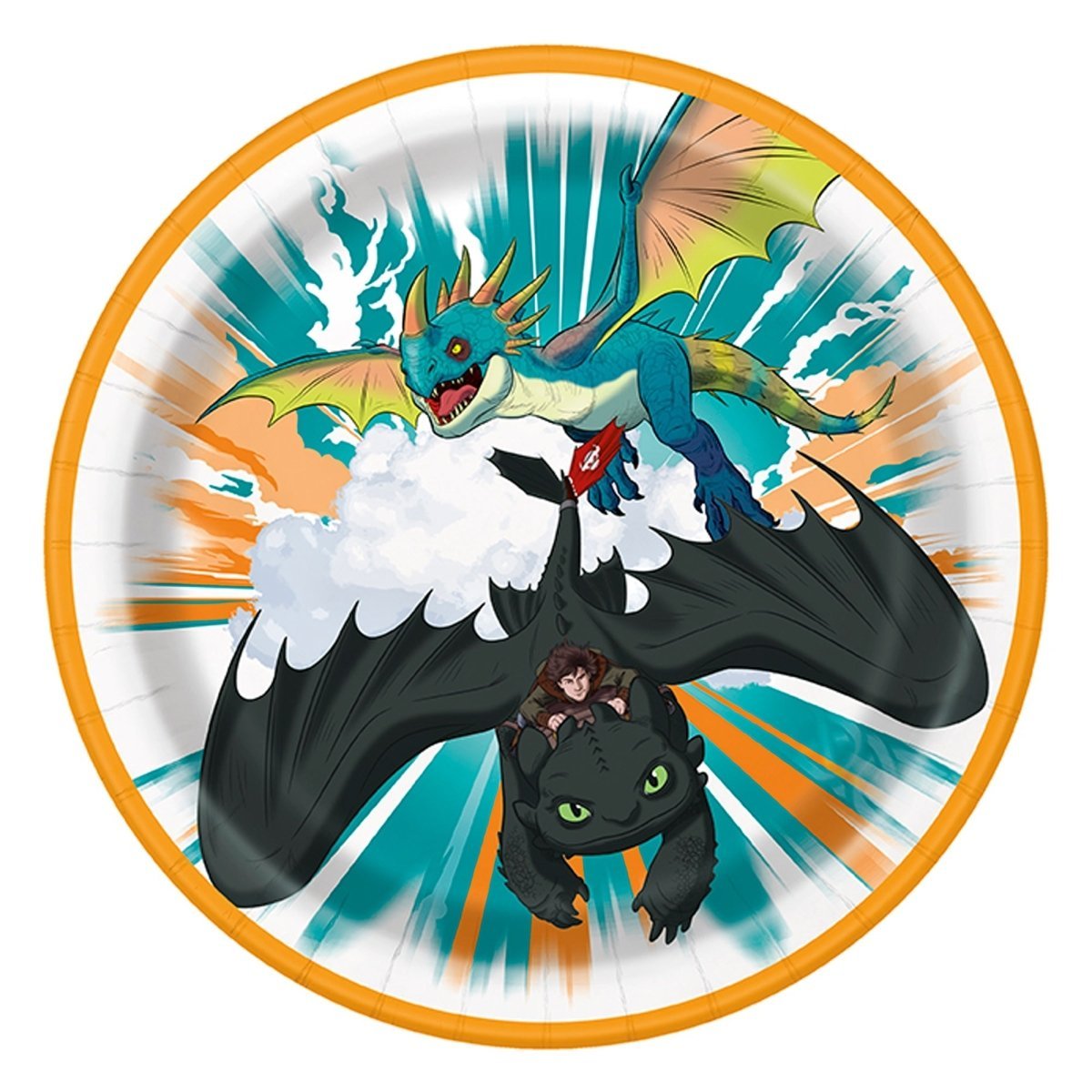 UNIQUE PARTY FAVORS Kids Birthday How to Train your Dragon Birthday Large Round Lunch Paper Plates, 9 Inches, 8 Count 011179155583