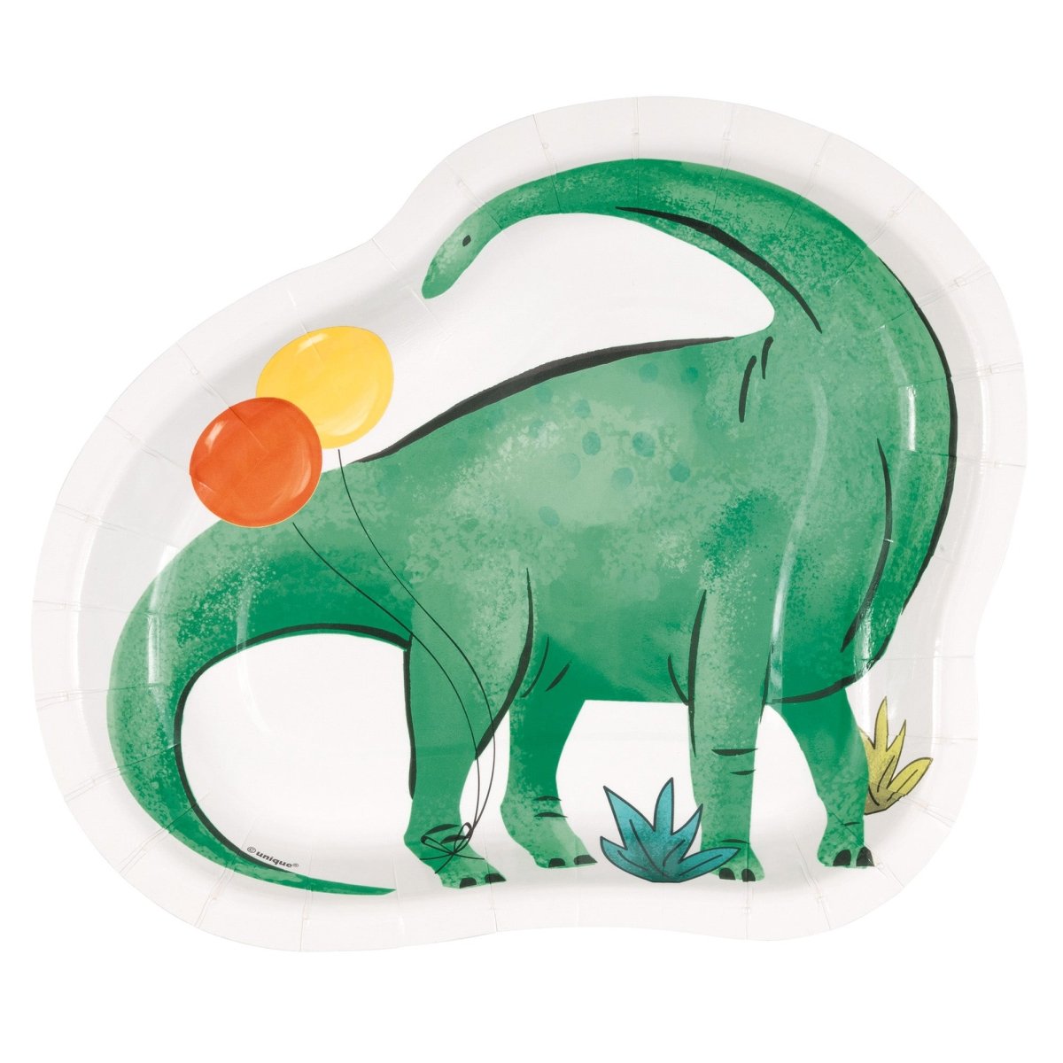 UNIQUE PARTY FAVORS Kids Birthday Partying Dinosaurs Birthday Small Dino Shaped Dessert Paper Plates, 8 Count 011179134984