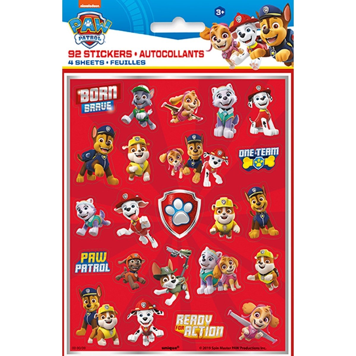 UNIQUE PARTY FAVORS Kids Birthday Paw Patrol Birthday Sticker Sheets, 4 Count 011179774401