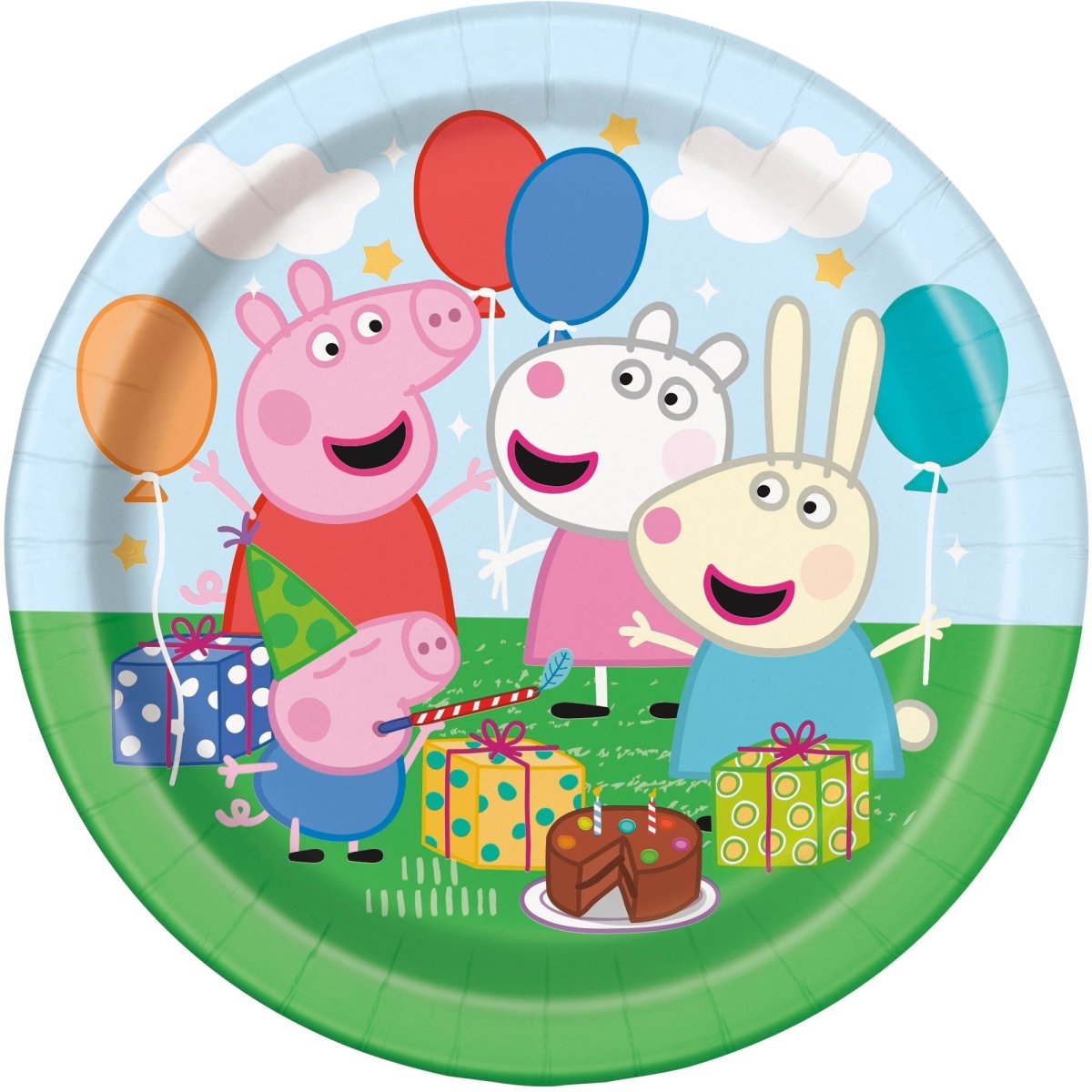 UNIQUE PARTY FAVORS Kids Birthday Peppa Pig Birthday Small Round Dessert Paper Plates, 7 Inches, 8 Count 011179782147
