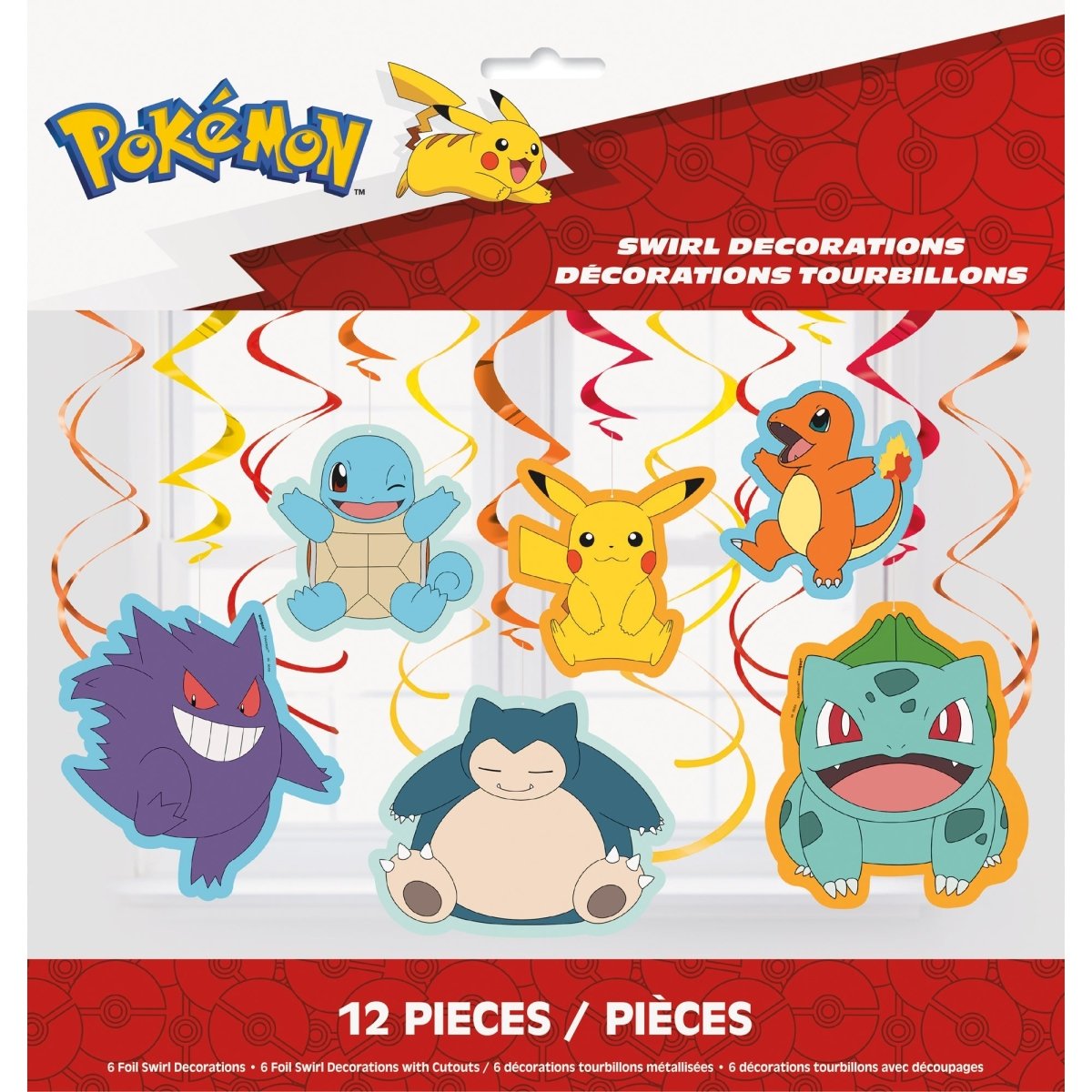 UNIQUE PARTY FAVORS Kids Birthday Pokémon Birthday Spiral Decoration Kit with Cutouts, 12 Count 011179220304