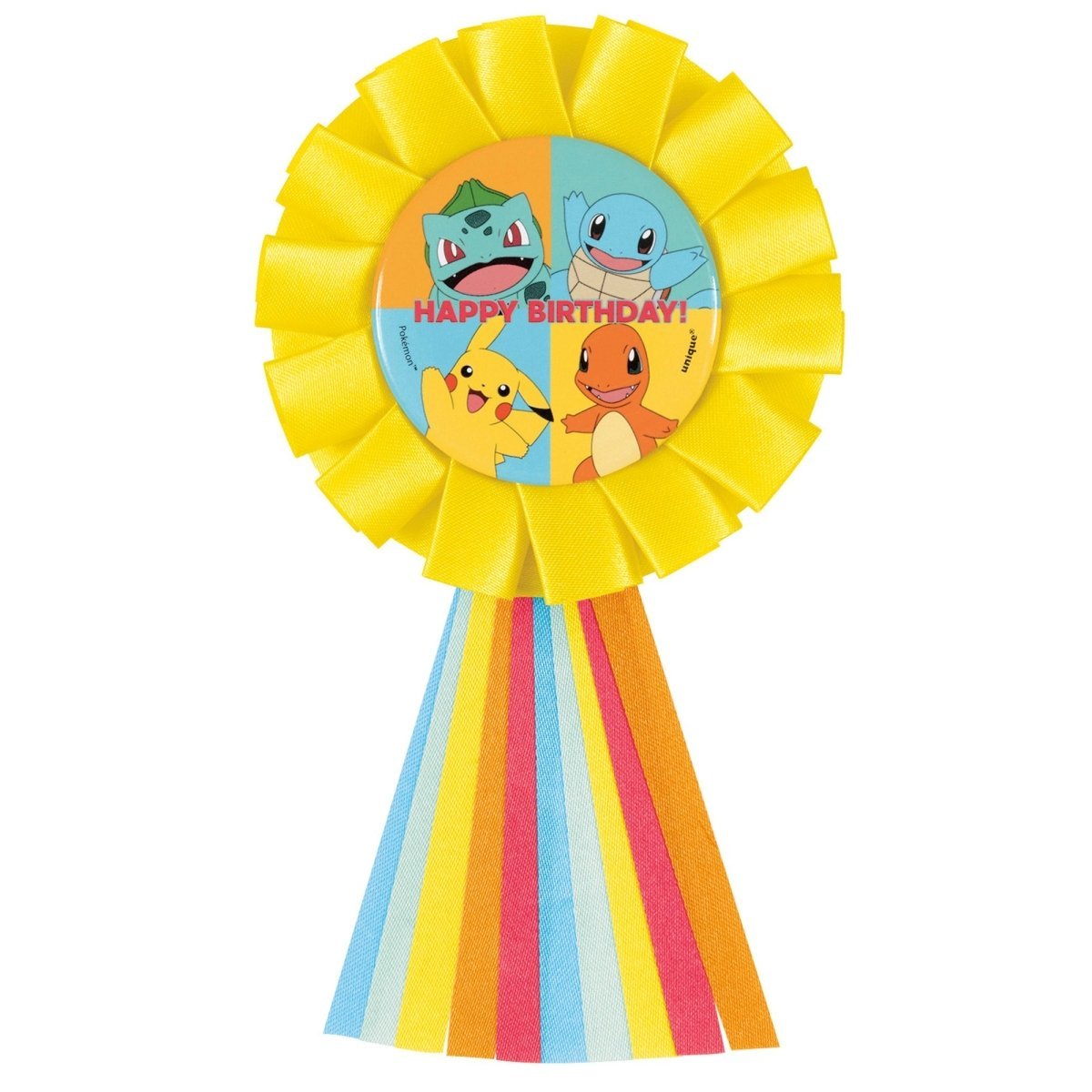 UNIQUE PARTY FAVORS Kids Birthday Pokémon Happy Birthday Award Ribbon, 1 Count 011179156344