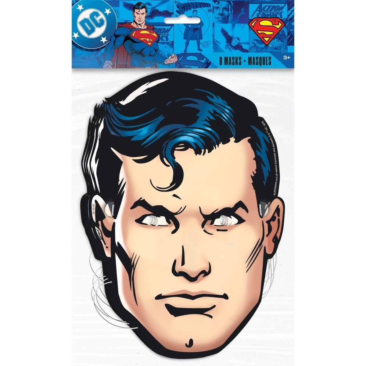 UNIQUE PARTY FAVORS Kids Birthday Superman Birthday Party Mask, 8 Count 011179156979