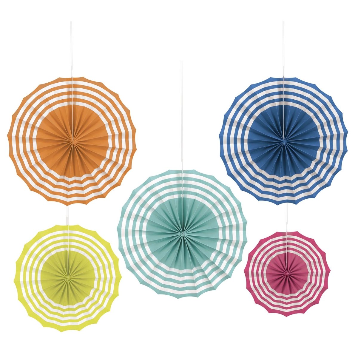 UNIQUE PARTY FAVORS Summer Summer Fun Paper Fan Decoration Kit, 5 Count 011179133611