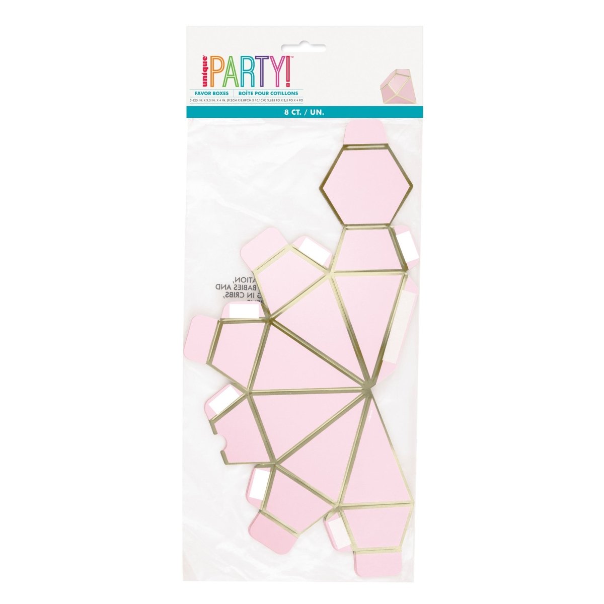 UNIQUE PARTY FAVORS Wedding Pink Blooms Bridal Diamond Shaped Favour Boxes, 8 Count 011179287222
